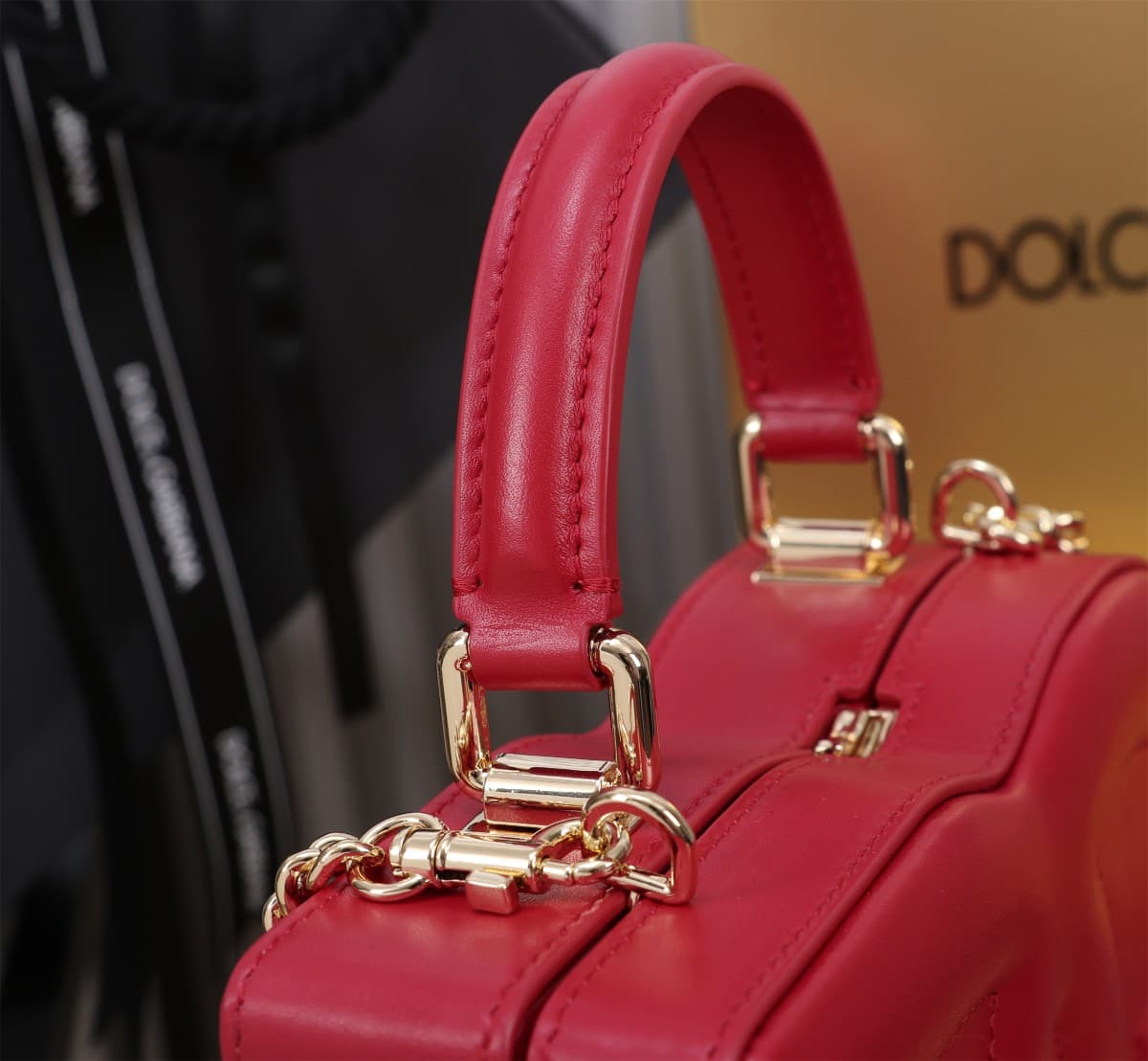 Dolce & Gabbana red leather DG Logo handbag high