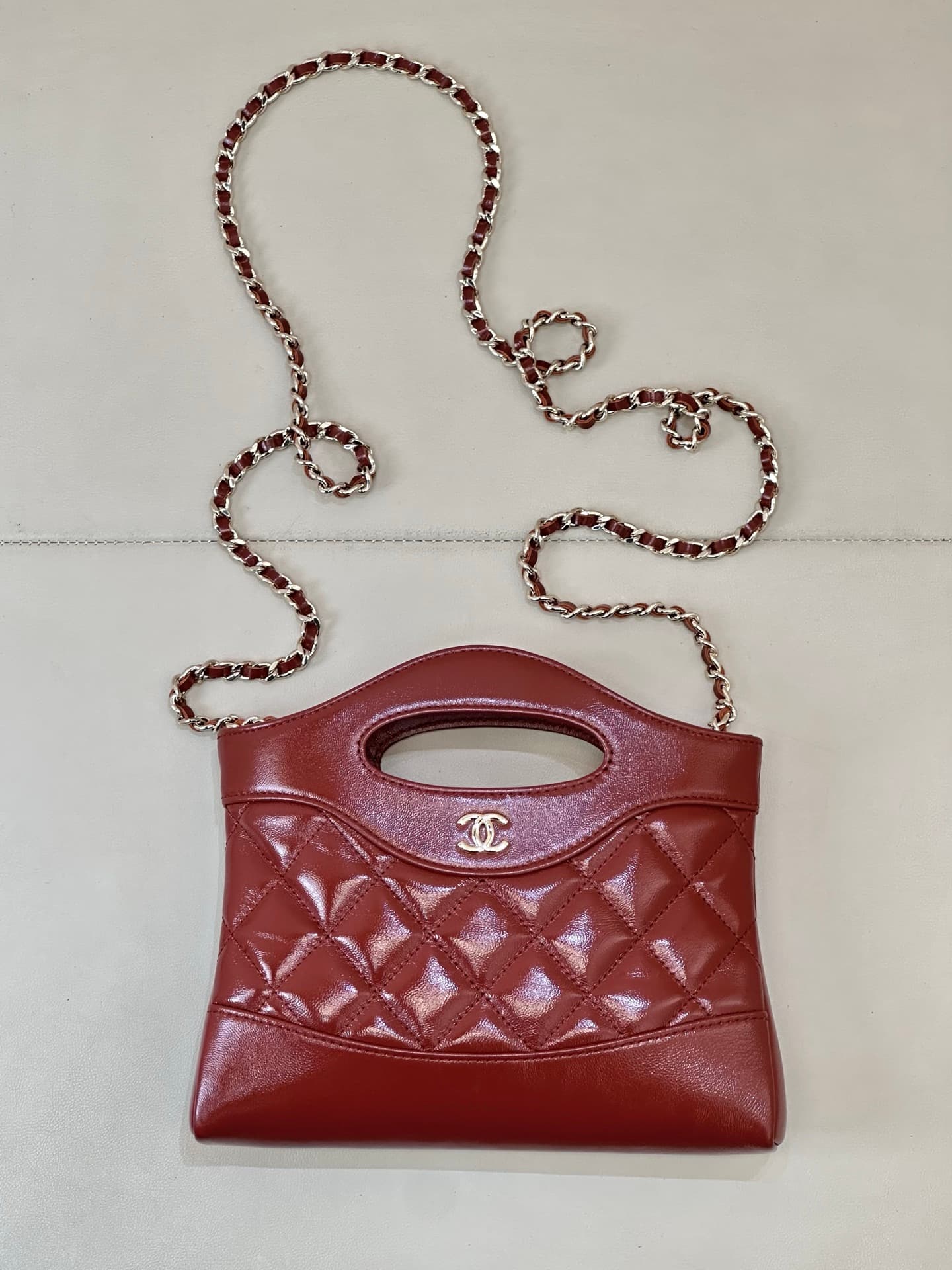 Chanel Clutch with chain Lambskin & Gold-Tone Metal AP3656 Claret TOP