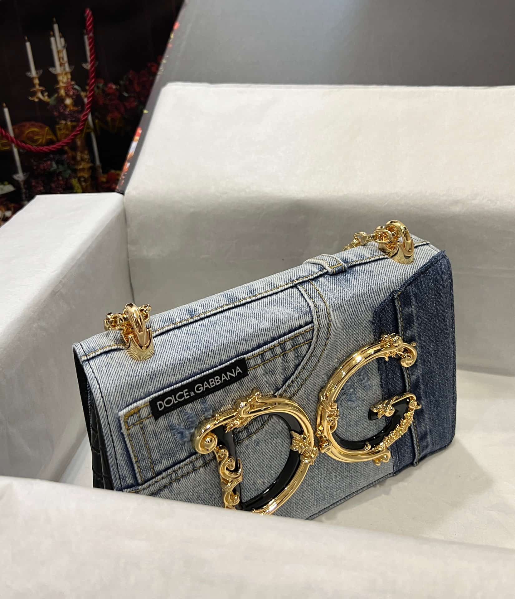 Dolce & Gabbana Denim DG Girls shoulder bag in blue high