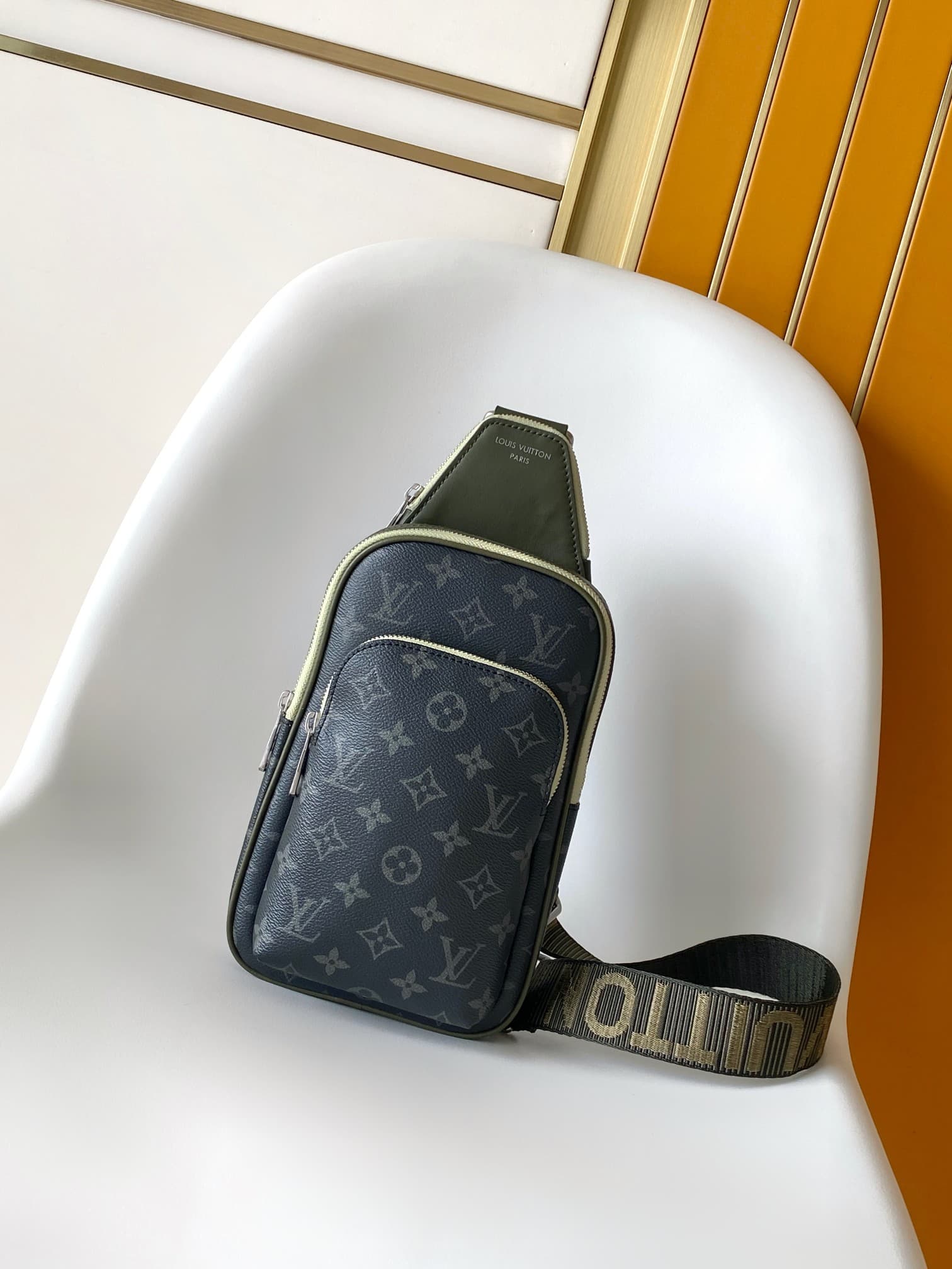 Louis Vuitton Avenue Slingbag PM Khaki Green Monogram Eclipse coated canvas M28735 High