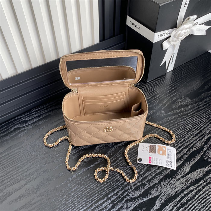 Chanel VANITY WITH CHAIN AP2199 Patent Calfskin Gold-Tone Metal Beige High