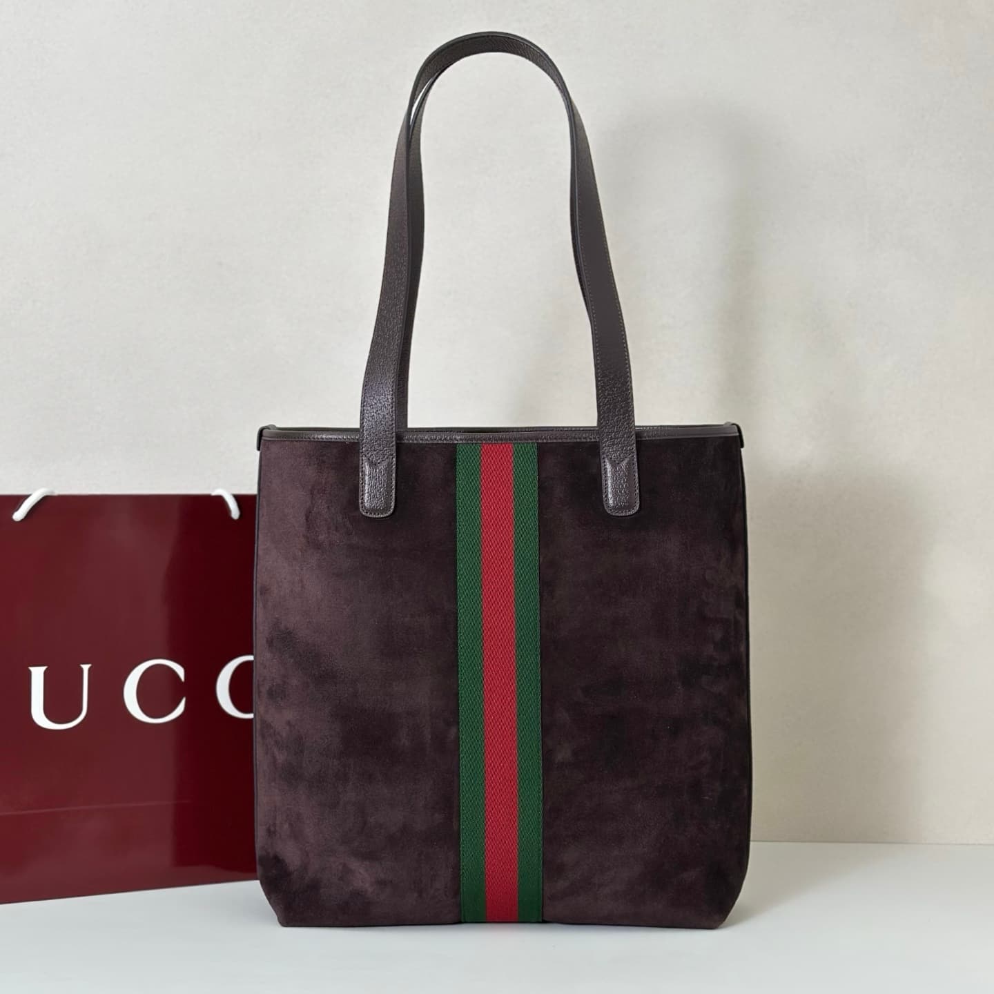 Gucci Ophidia medium tote bag 834465 dark brown suede High