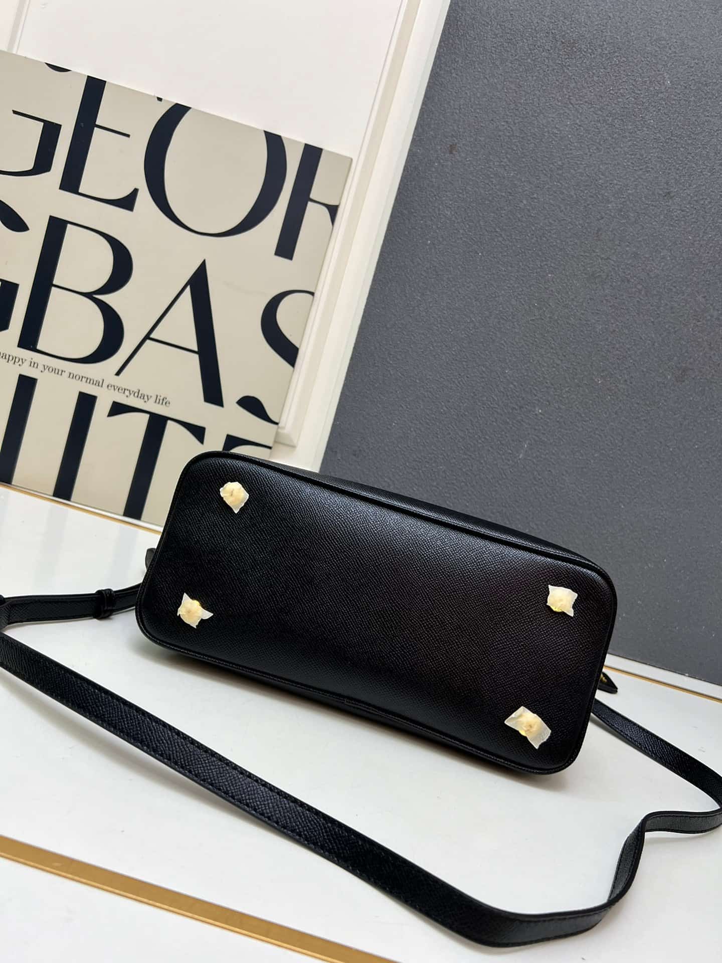 Prada Saffiano Leather Matinée Handbag Black