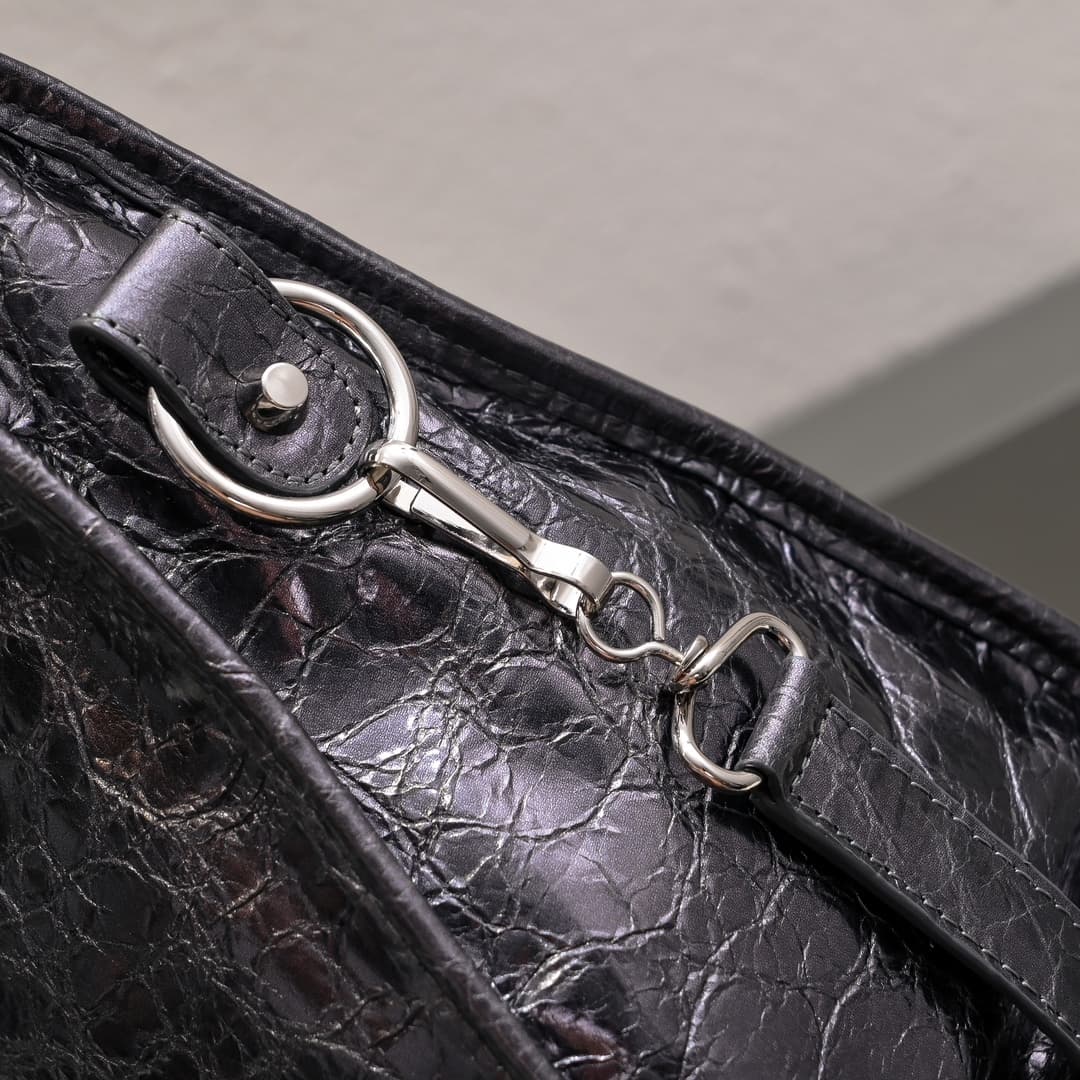 WOMEN'S LE CITY Medium Bag Silver Metal Steel Grey High
