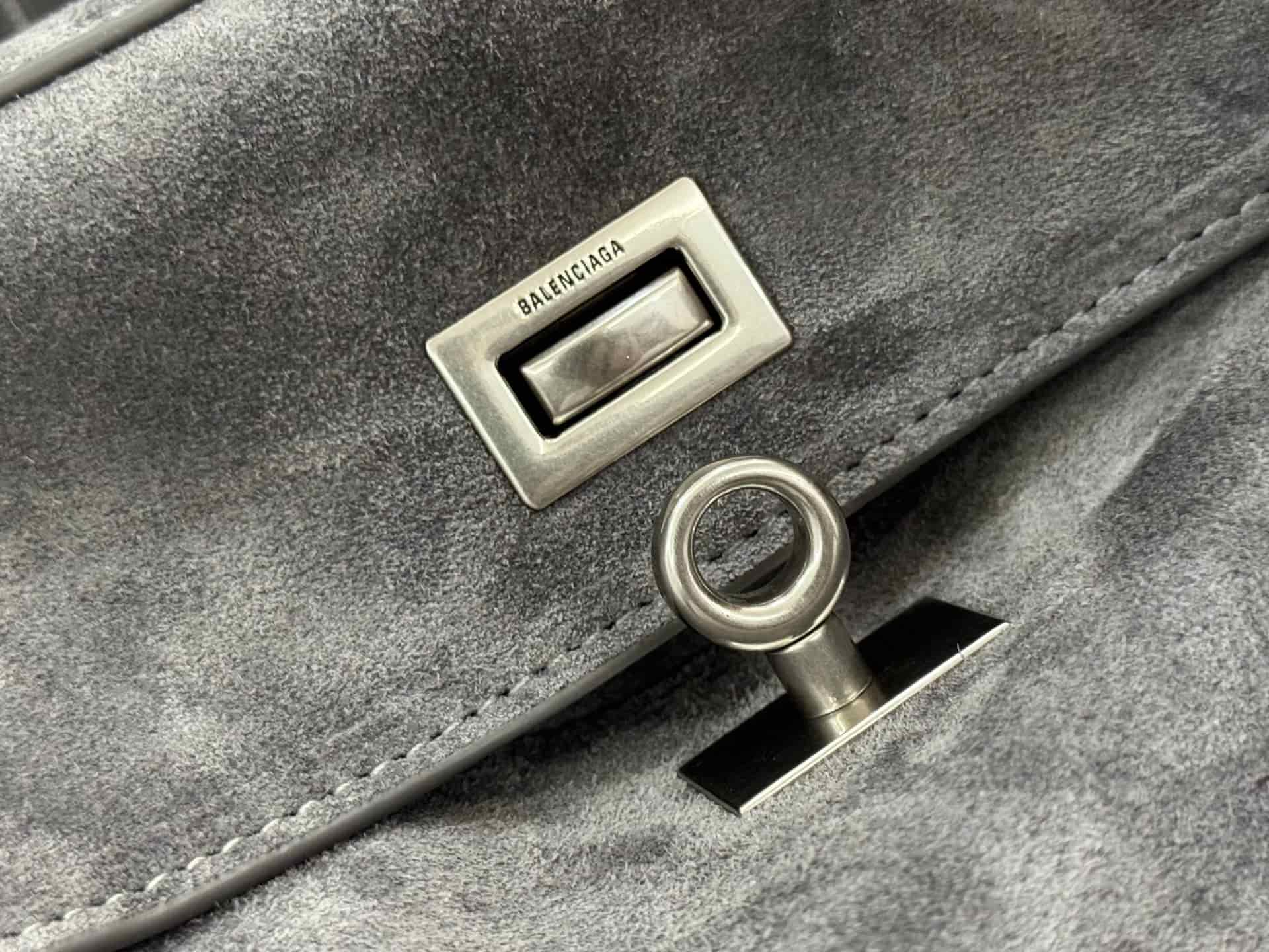 Balenciaga Rodeo Small Bag in Grey Waxed Suede Calfskin With Silver-Tone Metal TOP
