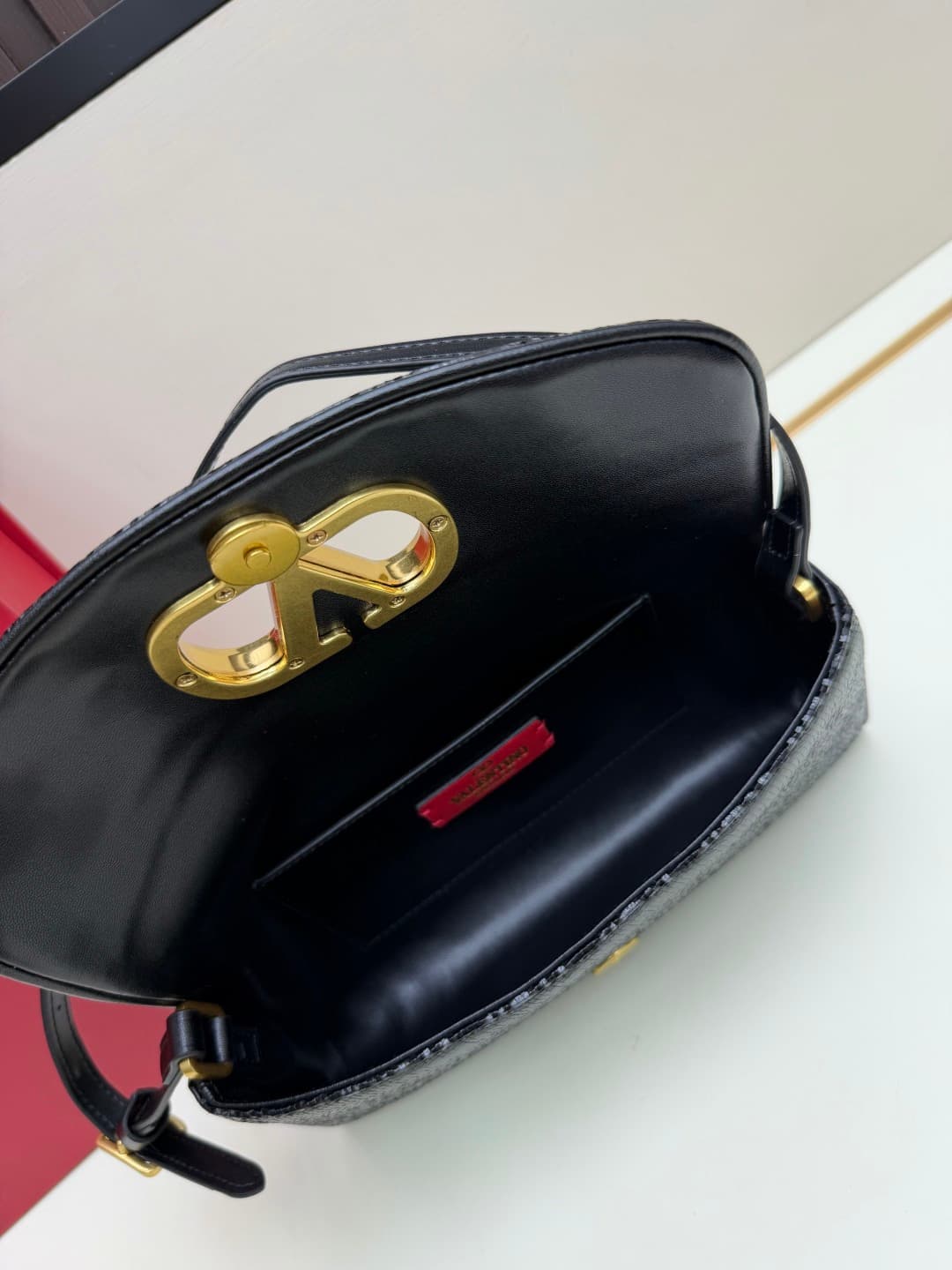 Valentino Garavani Devain Small Nappa Sequins Shoulder Bag Black High
