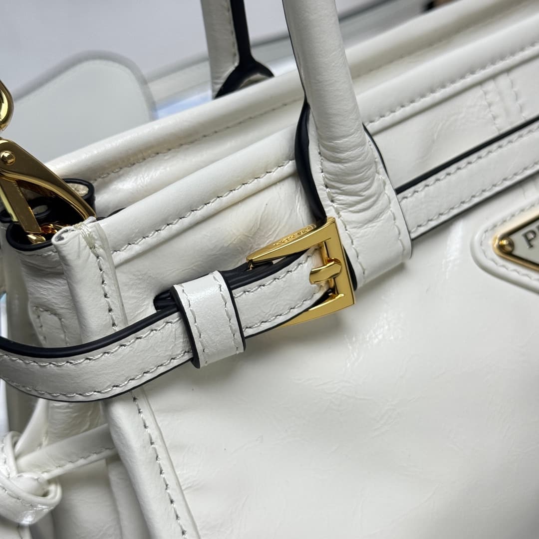 Prada Bonnie leather mini handbag Calfskin leather 1BA486 White High