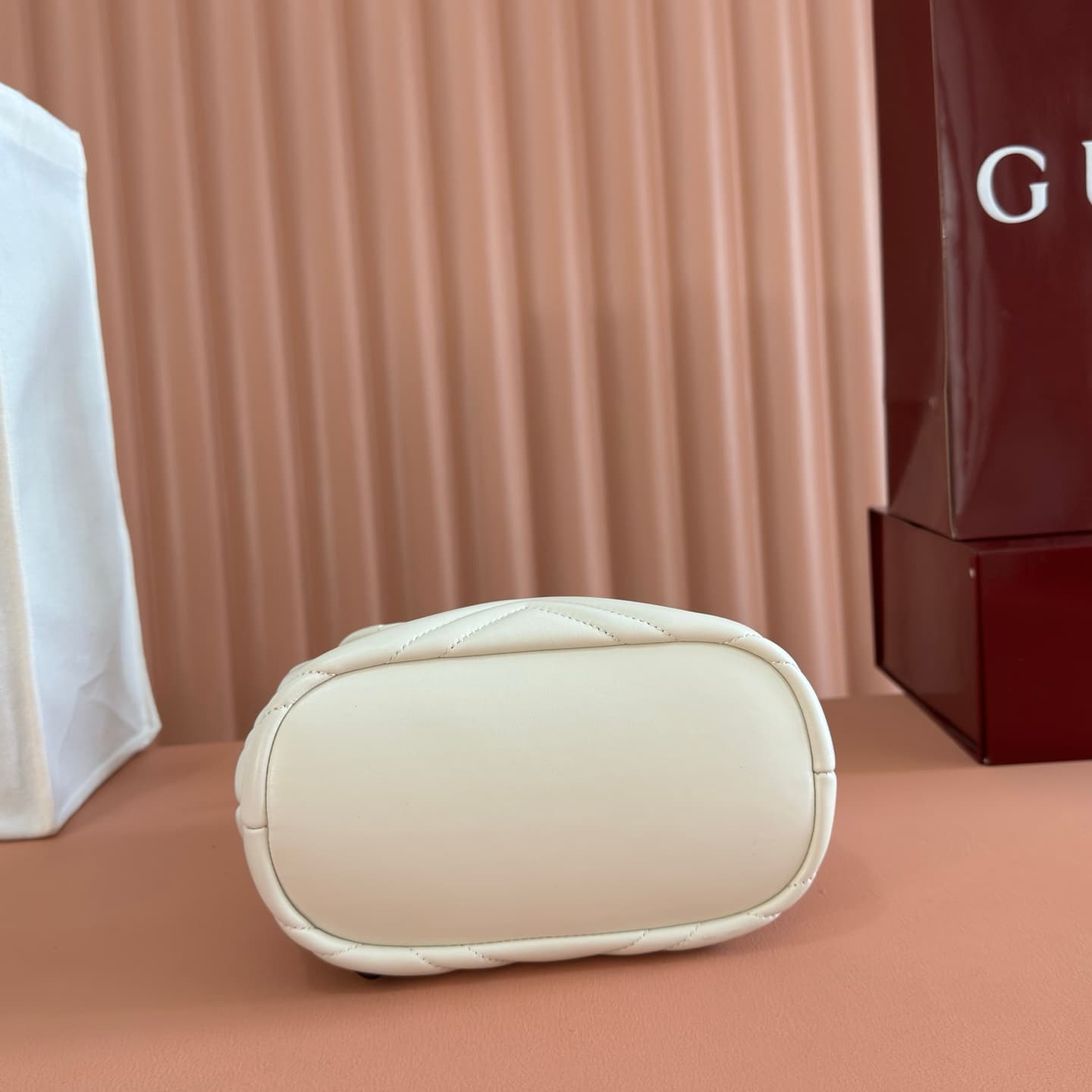 Gucci GG Marmont Mini Backpack White Matelassé Chevron Nappa Leather 855921 High