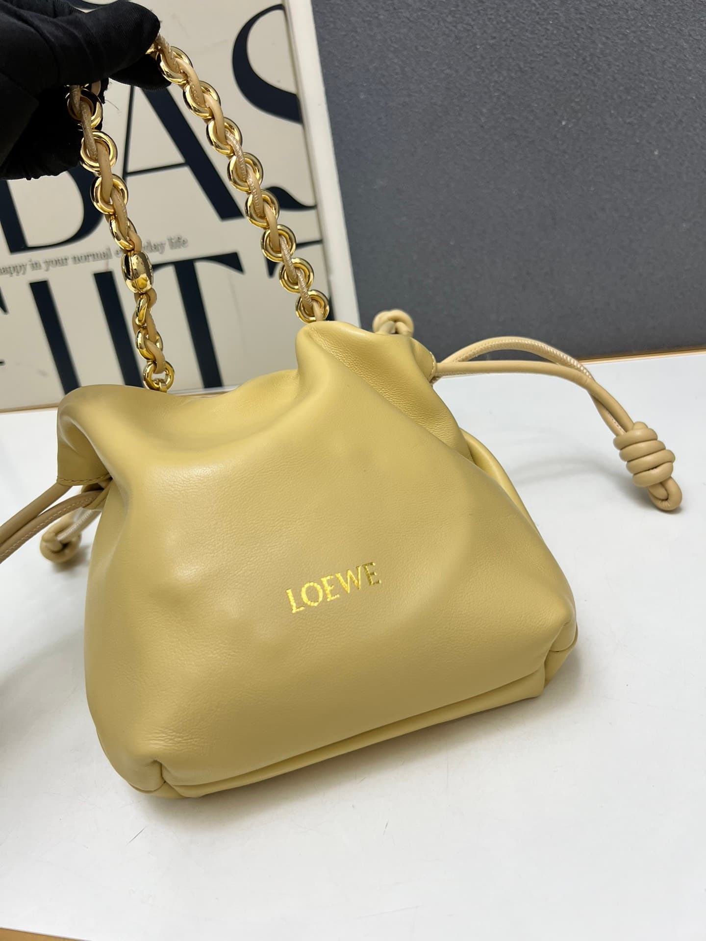 Loewe Mini Flamenco purse in yellow lambskin DG3307 High
