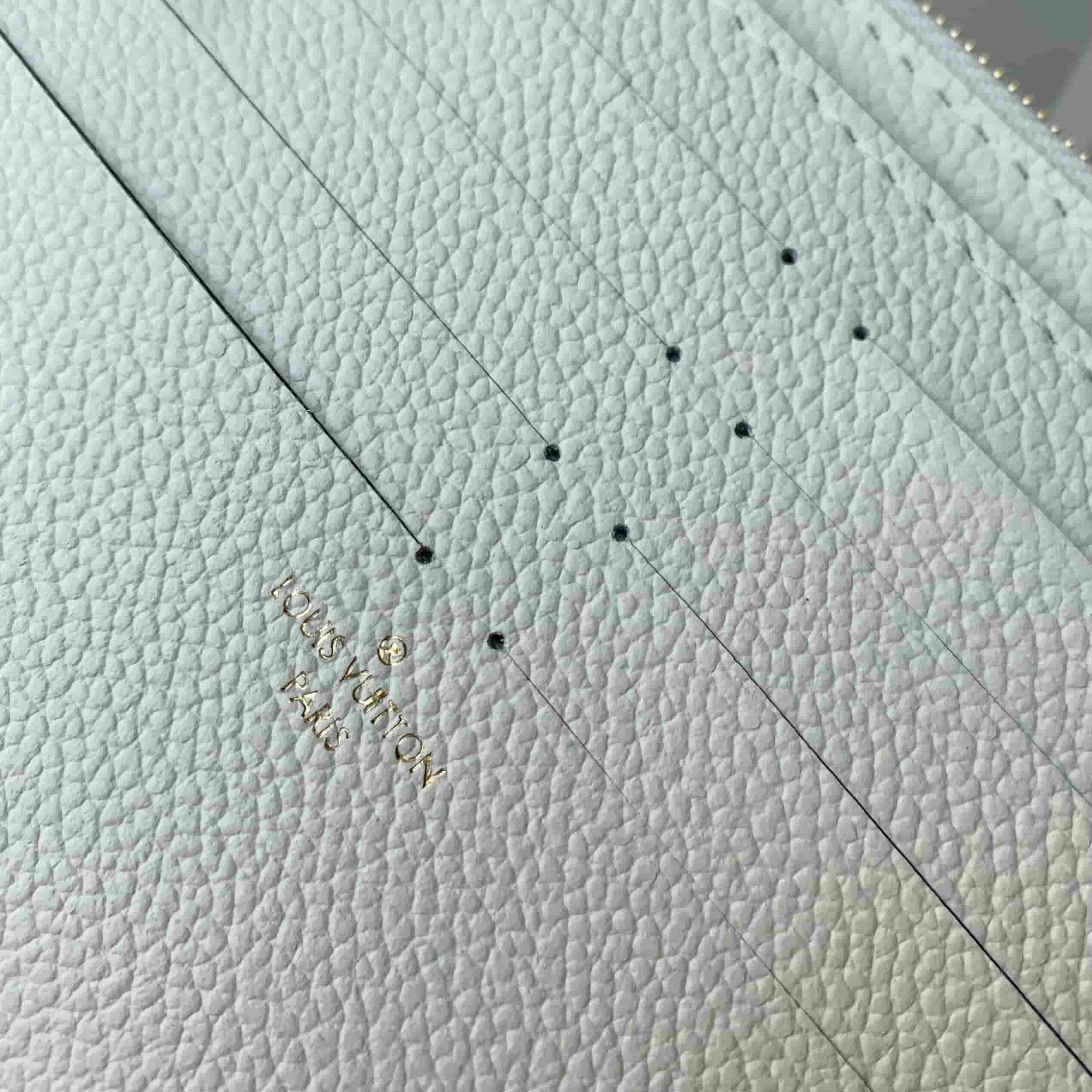 Louis Vuitton Pochette Félicie Monogram Milky White/Blue Embossed grained cowhide leather M28127 High