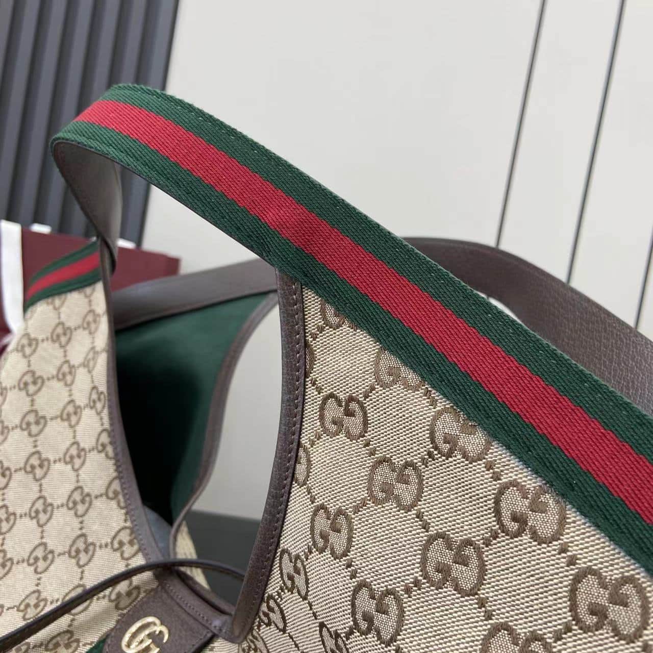 Gucci Giglio large tote bag beige and brown GG canvas 853971 High