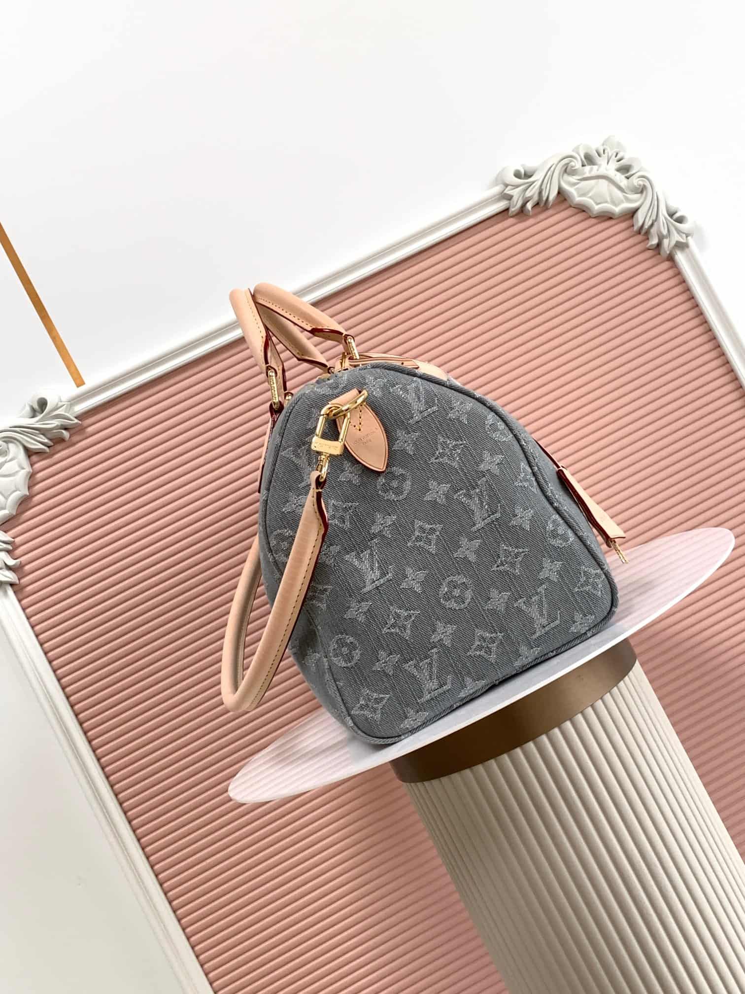 Louis Vuitton Speedy Soft 30 Monogram Washed Gray Denim M13344 High