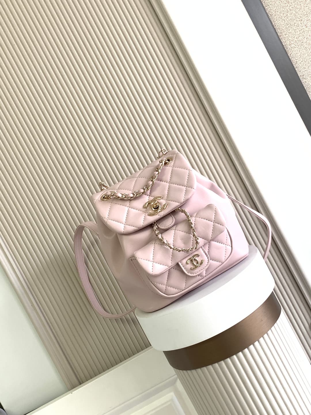 Chanel Small Quilted Duma Backpack Lambskin AS2908 Pink A