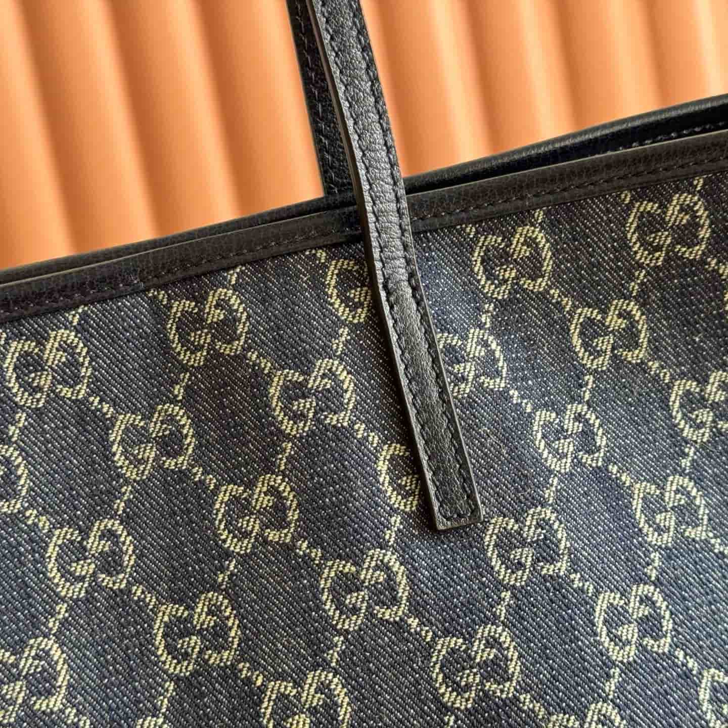 Gucci Tribeca large tote bag dark blue GG denim ‎874745 High