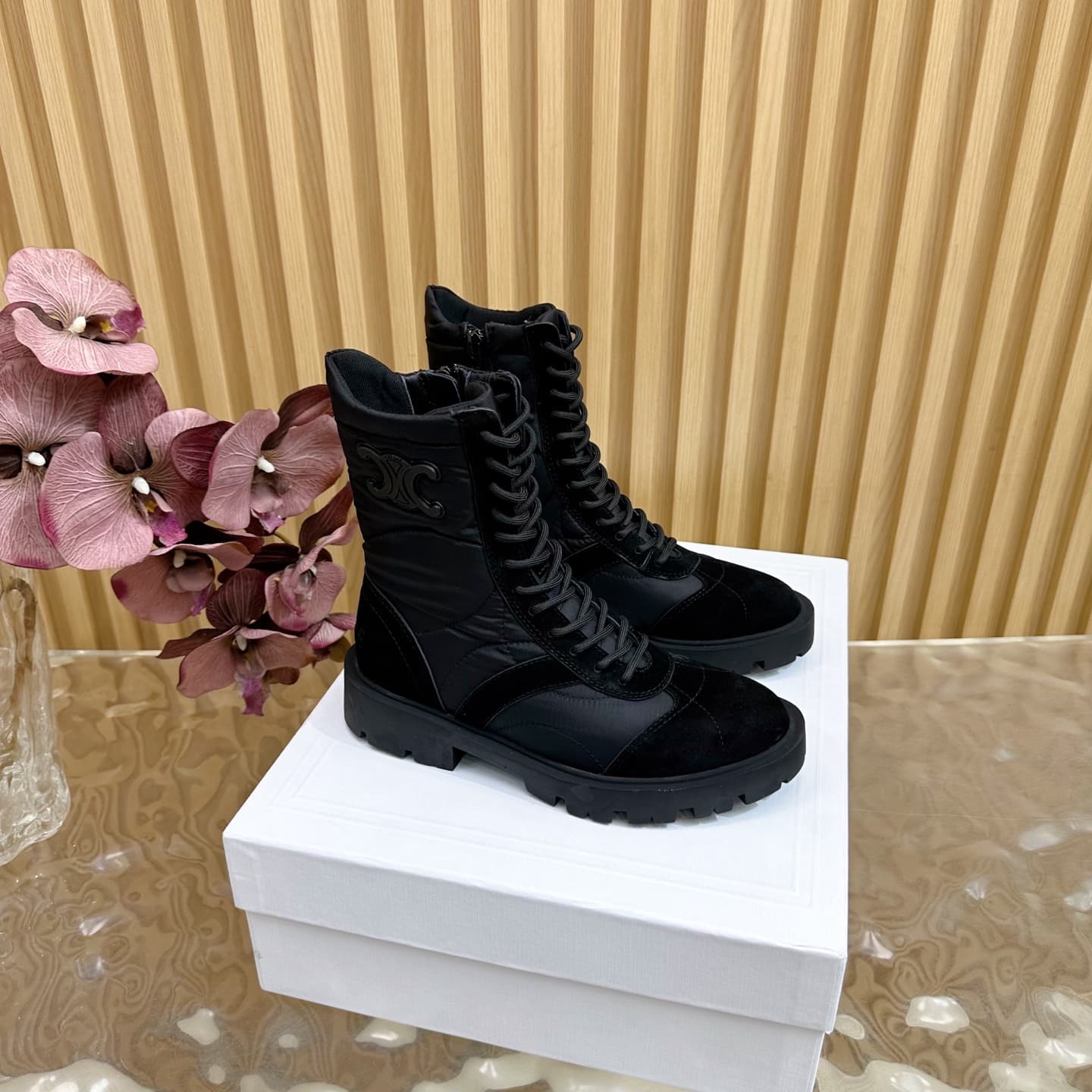 Celine MARGARET BOOT IN NYLON AND SUEDE CALFSKIN Shoes Women