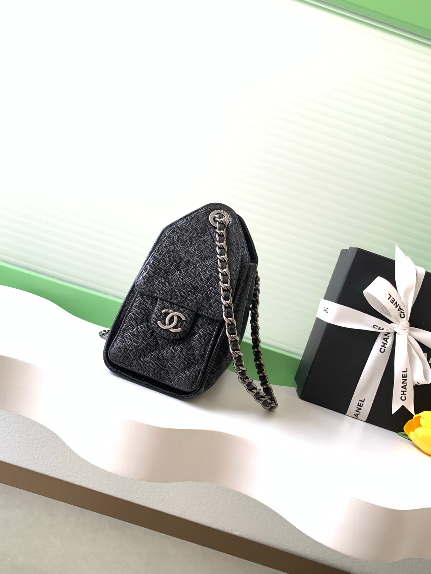Chanel 25 Mini Hobo handbag AS5631 Grained calfskin & Silver-tone metal Black A