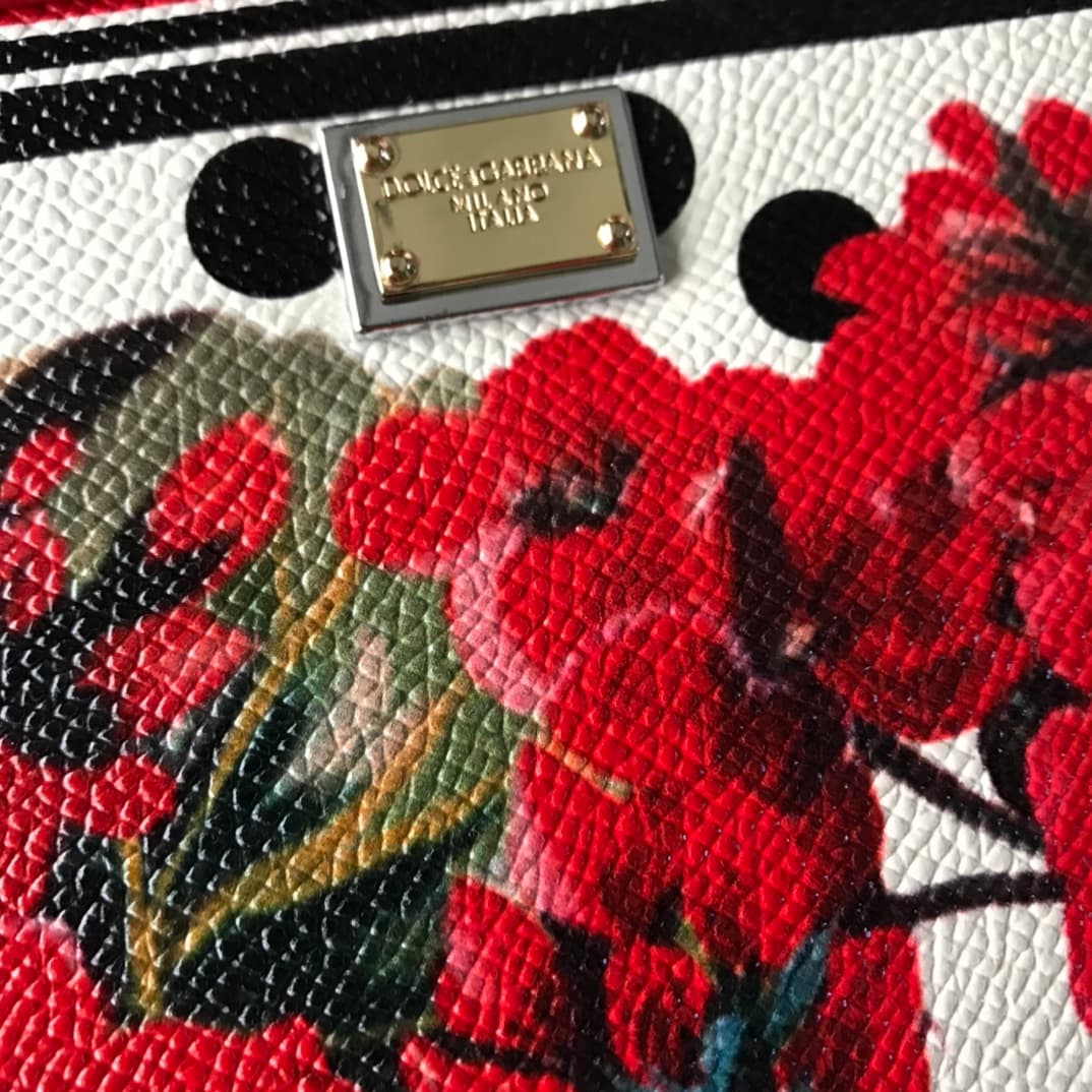 Dolce & Gabbana Miss Sicily top handle bag with embroidered geranium flowers print leather High