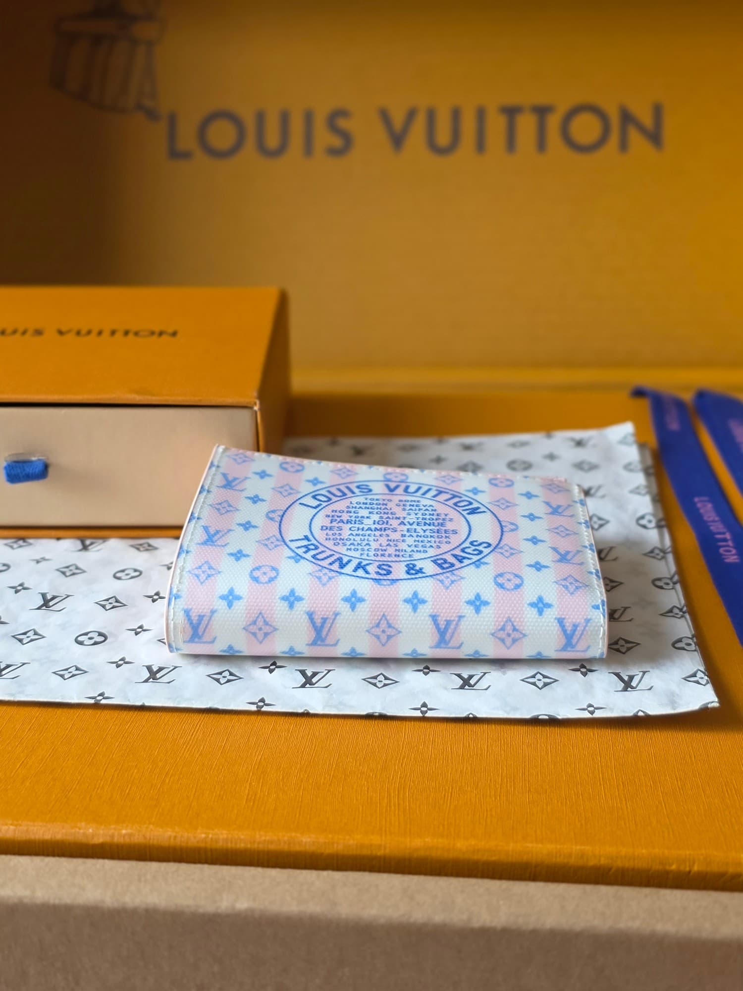 Louis Vuitton Lisa Wallet LV Stamp Blue Coated canvas M29028 High