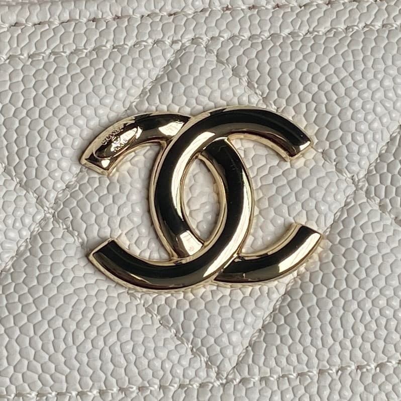 Chanel VANITY WITH CHAIN AP4407 Grained Calfskin & Gold-Tone Metal White High