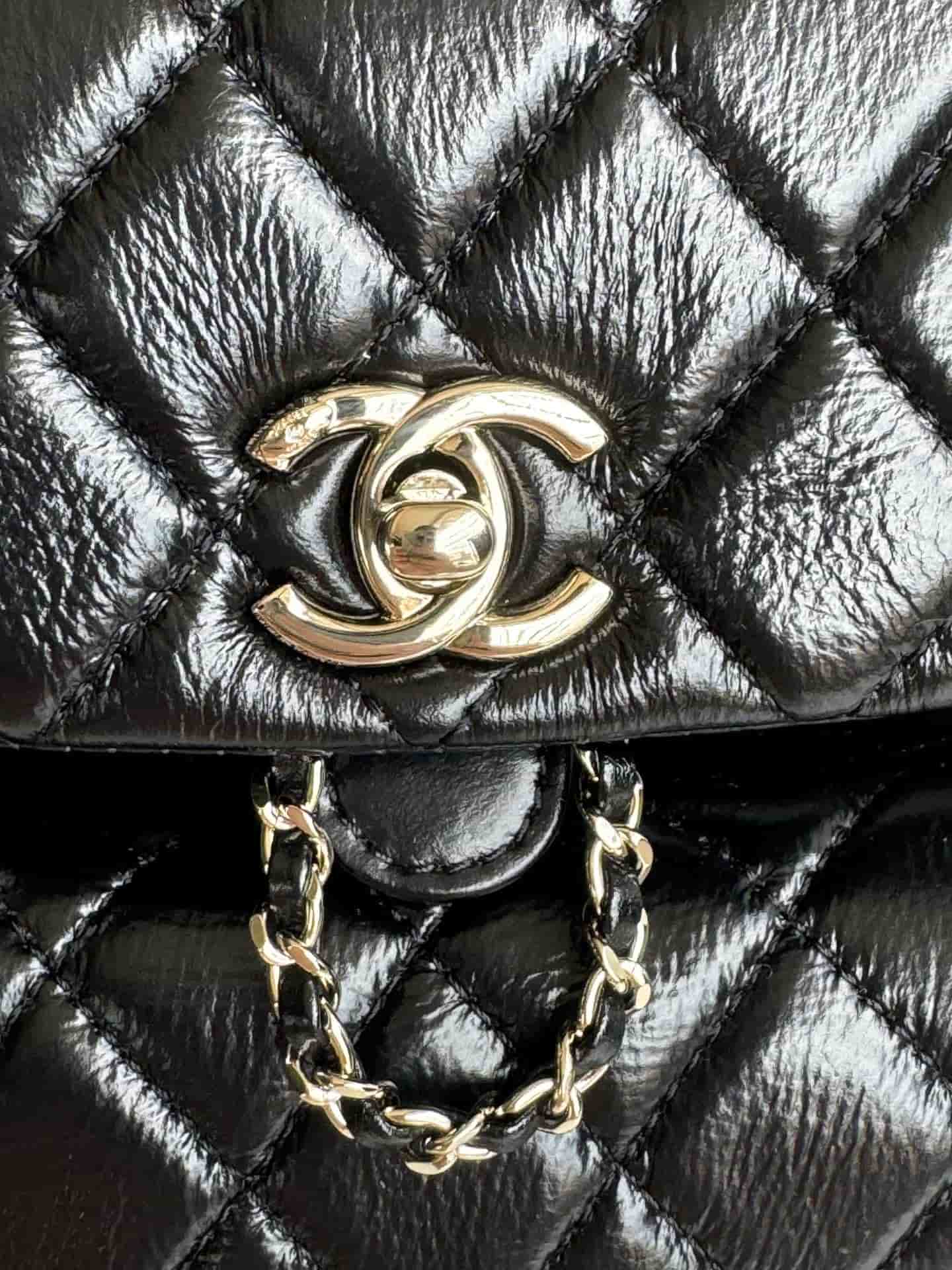 Chanel Small Quilted Duma Backpack Shiny Calfskin AS2908 Black High