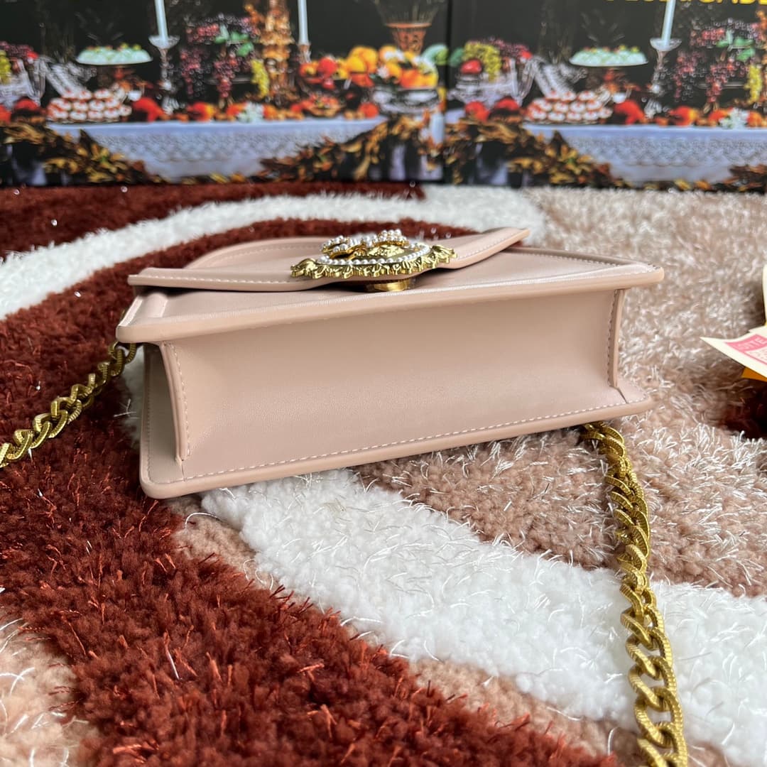 Dolce & Gabbana Small Devotion bag in smooth calfskin in Pale Pink High