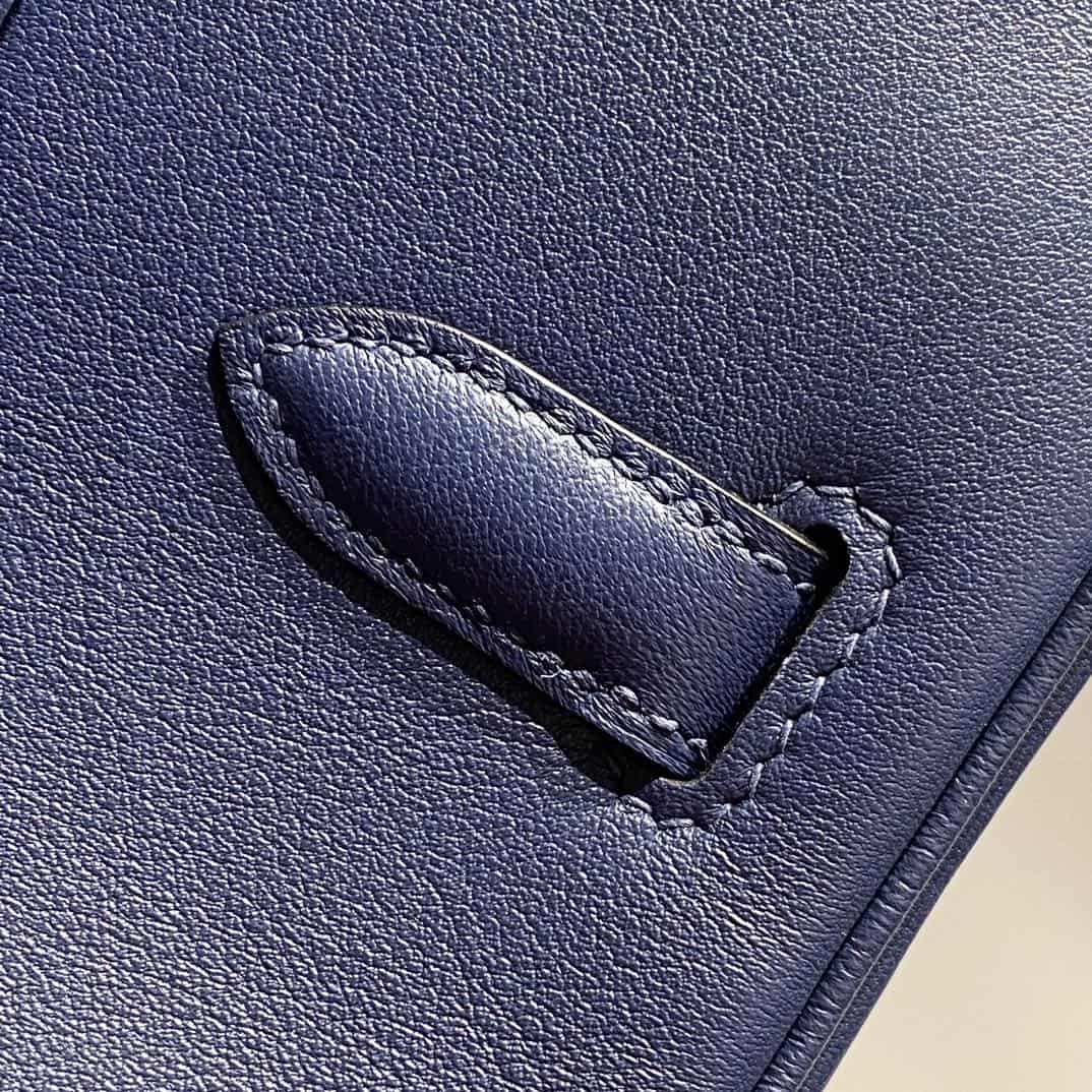 Hermes Shoulder Birkin 29 Swift leather Deep Bleu & Silver Metal WAX High