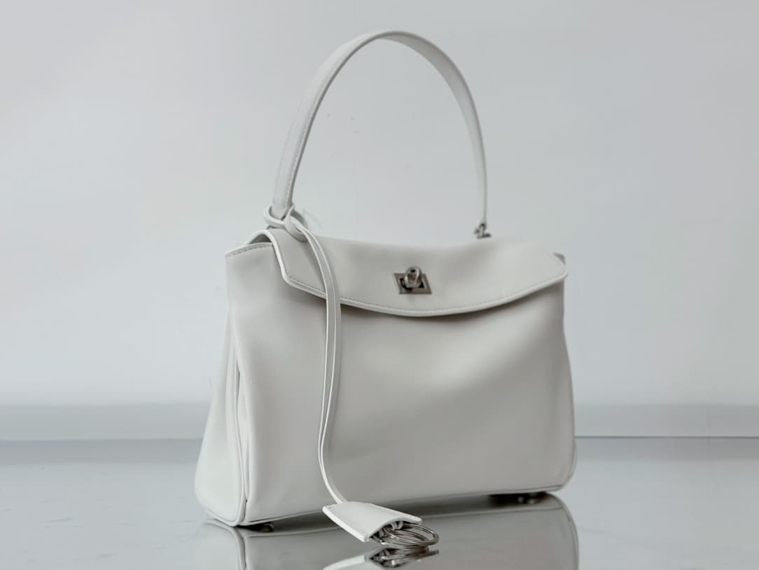 Balenciaga Rodeo Small Bag in White Leather With Silver-Tone Metal TOP