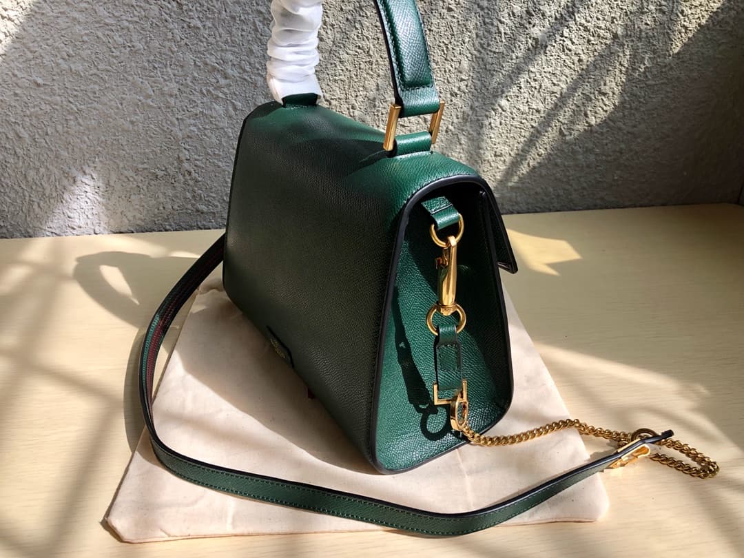Valentino Small Vsling Handbag In Dark Green Grainy Calfskin High