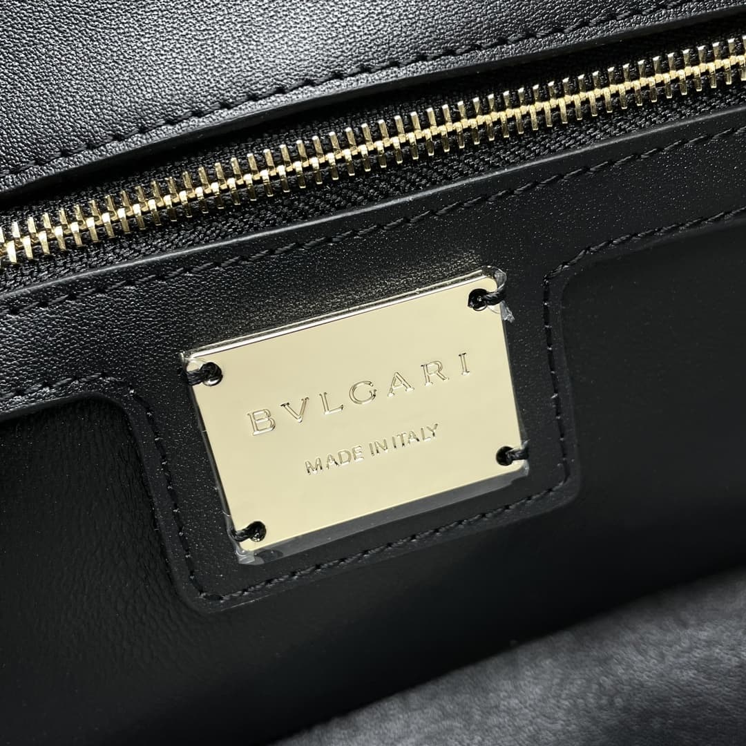 Bulgari Serpenti Cabochon Crossbody Bag in black leather high