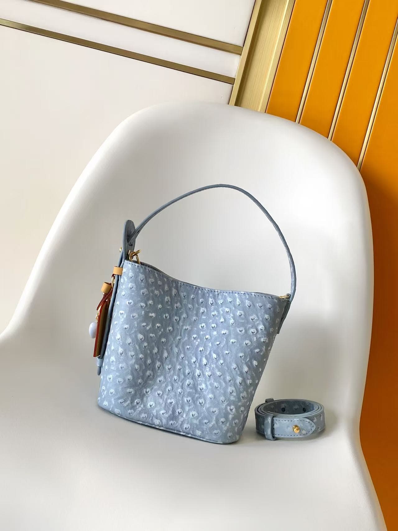 Louis Vuitton All In BB Light Blue Ostrich-embossed Leather M13480 High