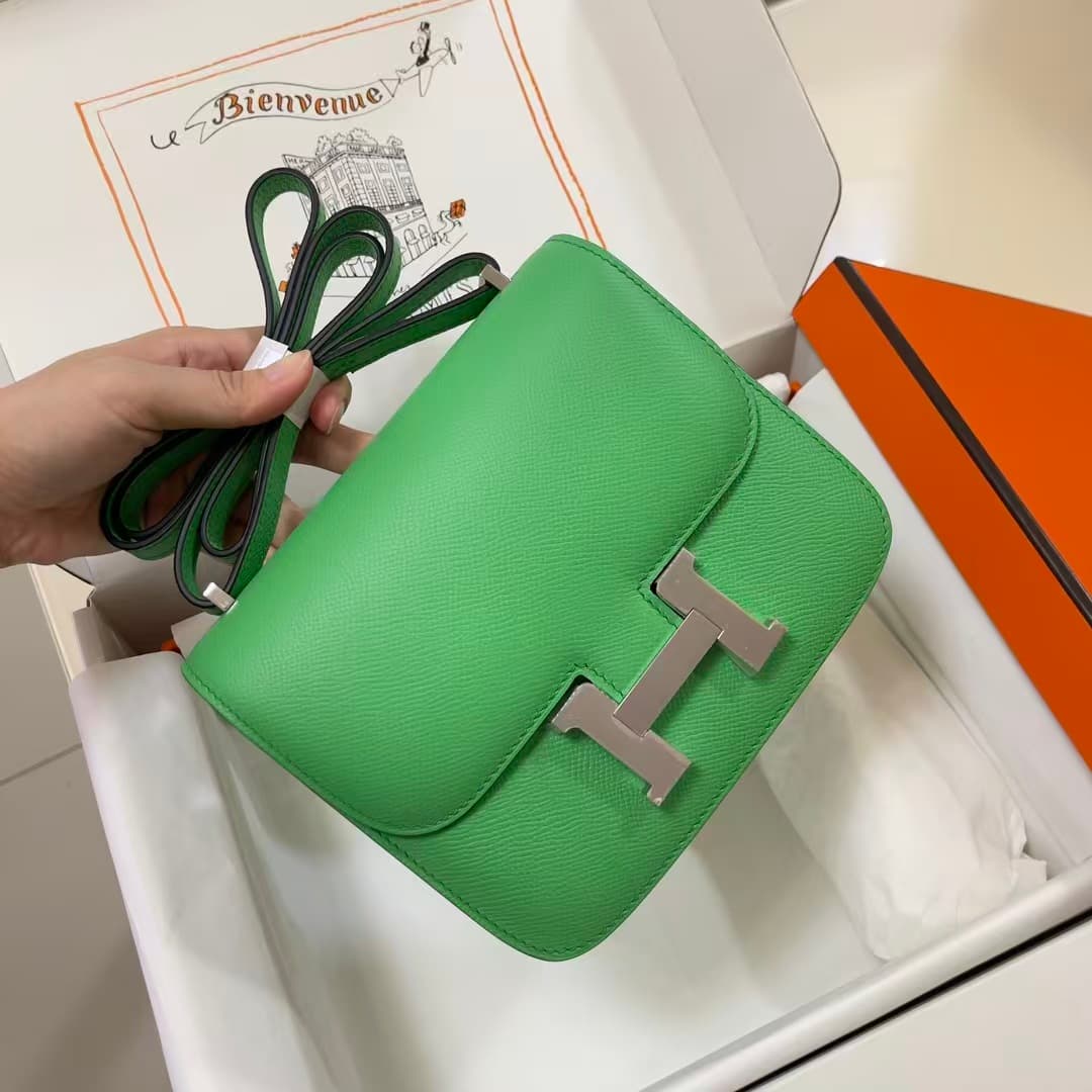 Hermes Mini Constance 18cm Epsom Bag Vert Comics WAX Vert Comics High Customizing Style