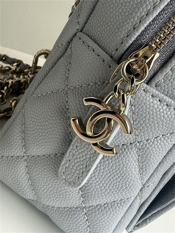 Chanel Mini Backpack Grained Calfskin Gold-Tone Metal AP3753 Grey Blue A