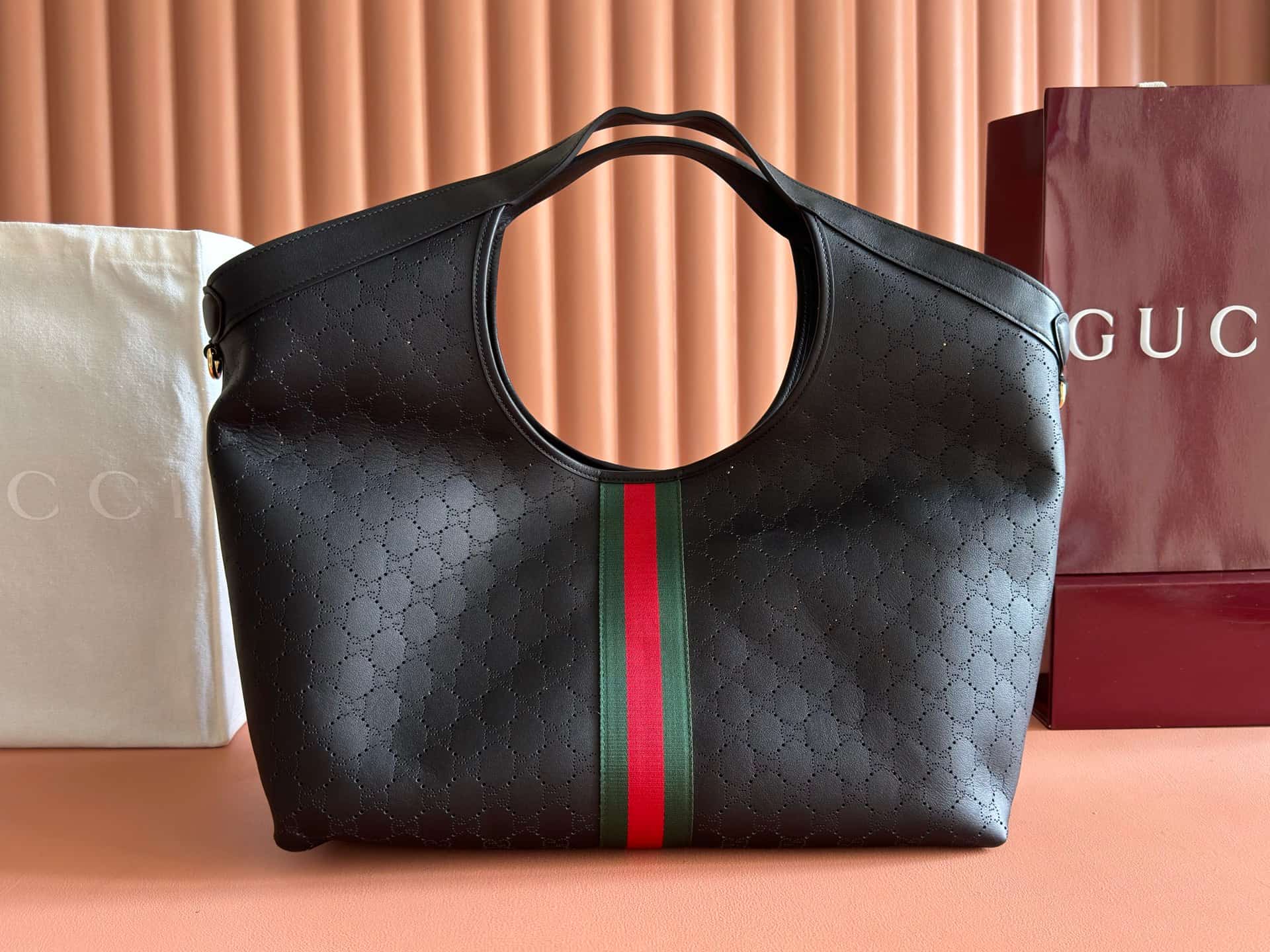 Gucci Giglio large tote bag black GG leather 853971 High