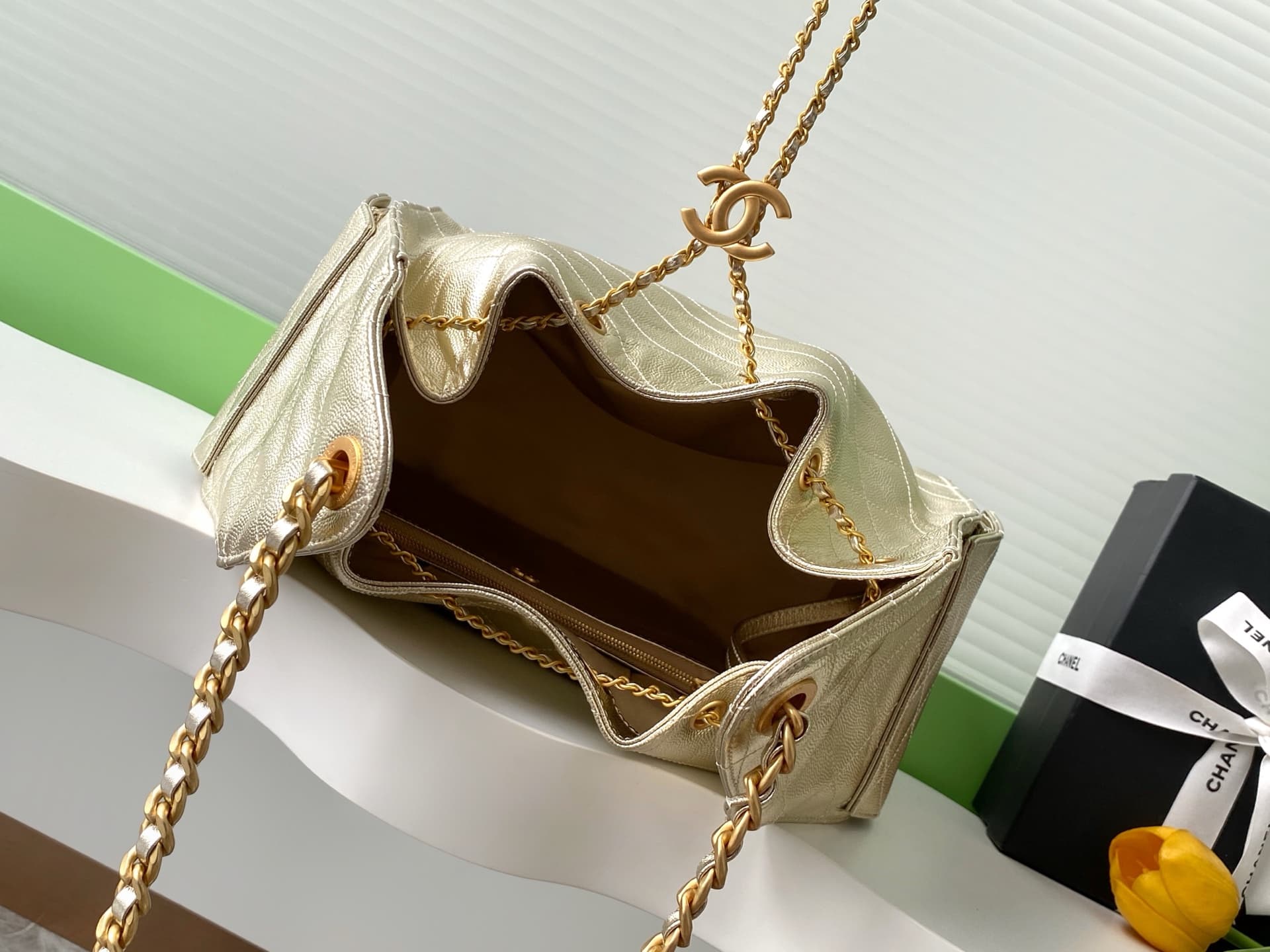 Chanel 25 Medium Hobo Medium handbag AS5311 Grained Calfskin & Gold-tone Metal Champagne A