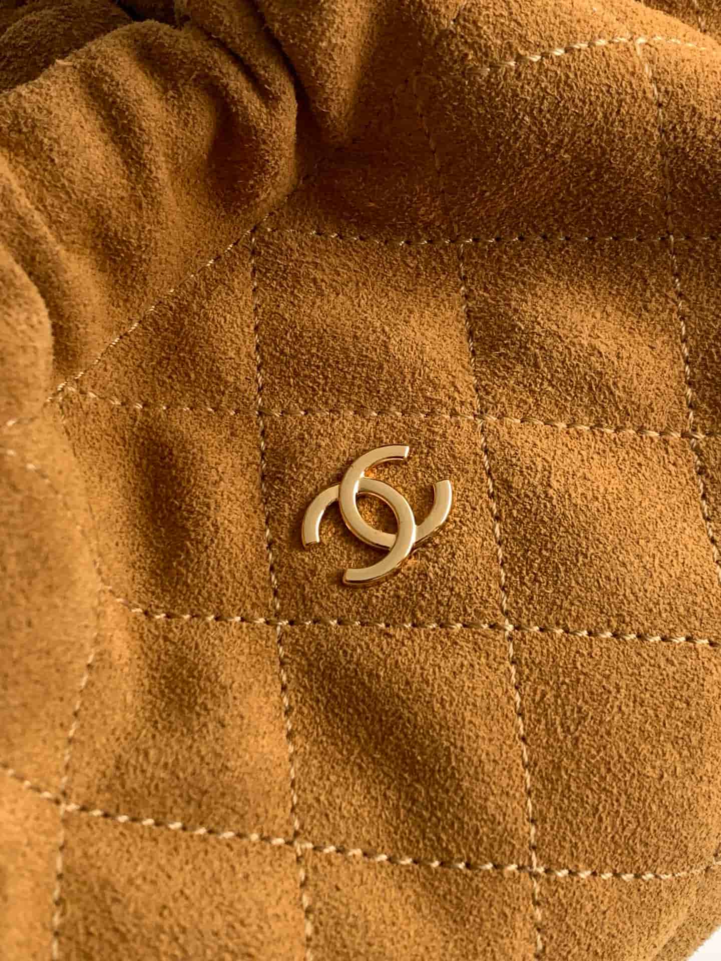 Chanel Clutch with Leather Strap Suede Calfskin & Gold-tone Metal AP5227 Camel A