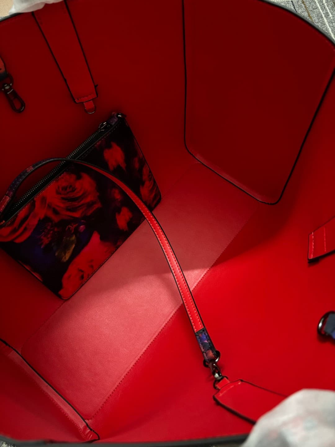 Christian Louboutin Cabata Tote Bag Soft Roses Printed Calf Leather And Spikes High