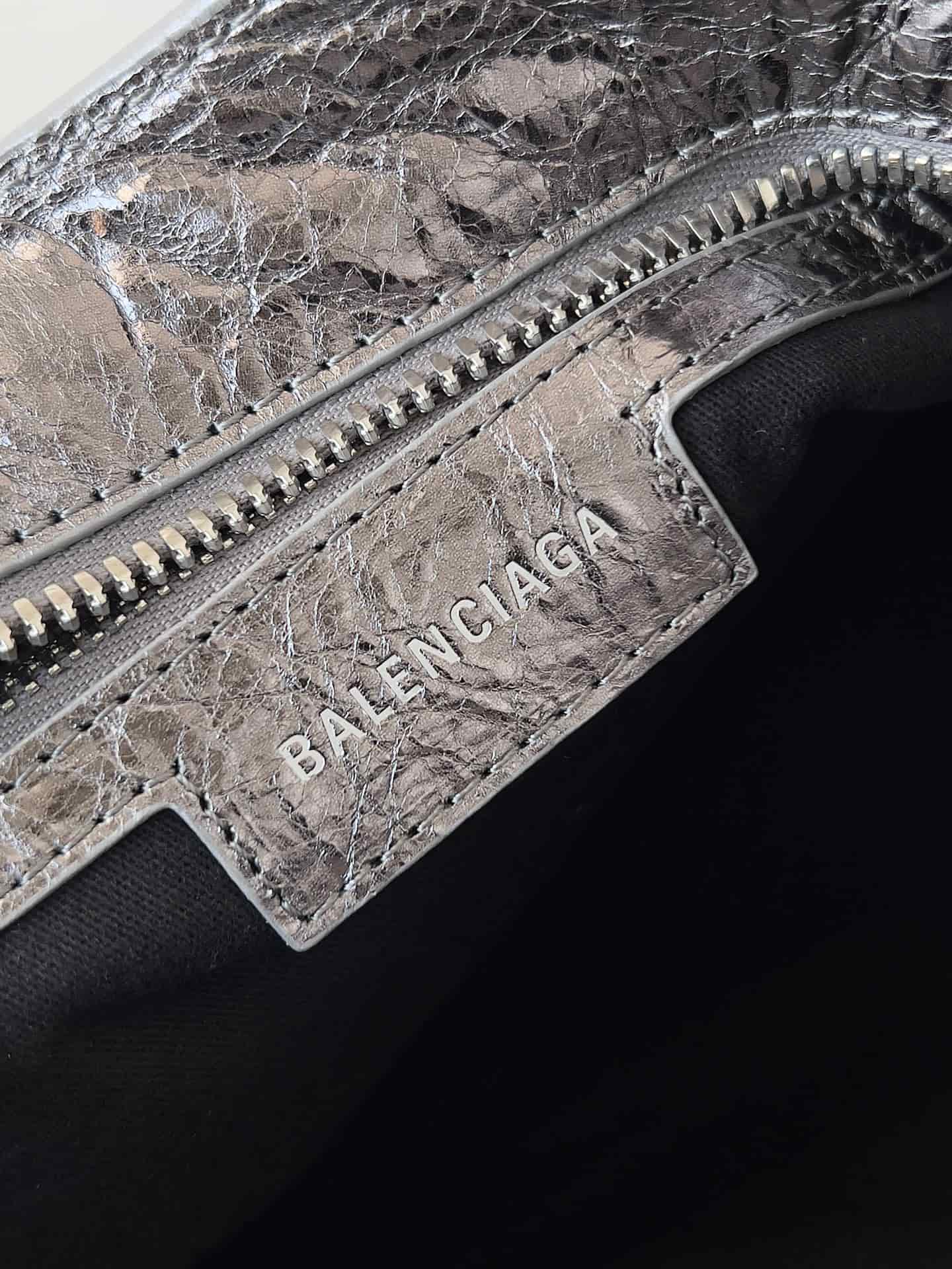Balenciaga Small Neo Cagole City bag in Sliver lambskin leather High