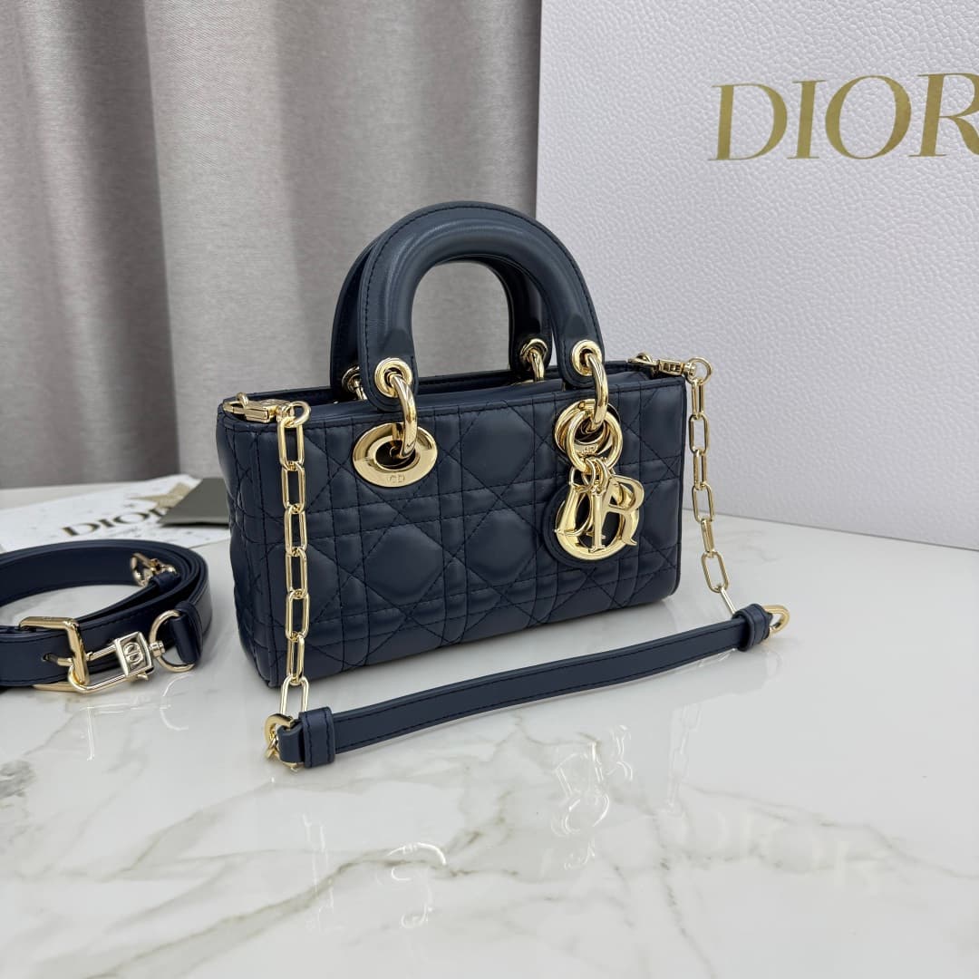 Dior Lady D-Joy Bag Deep Ocean Blue Cannage Lambskin M0636 High