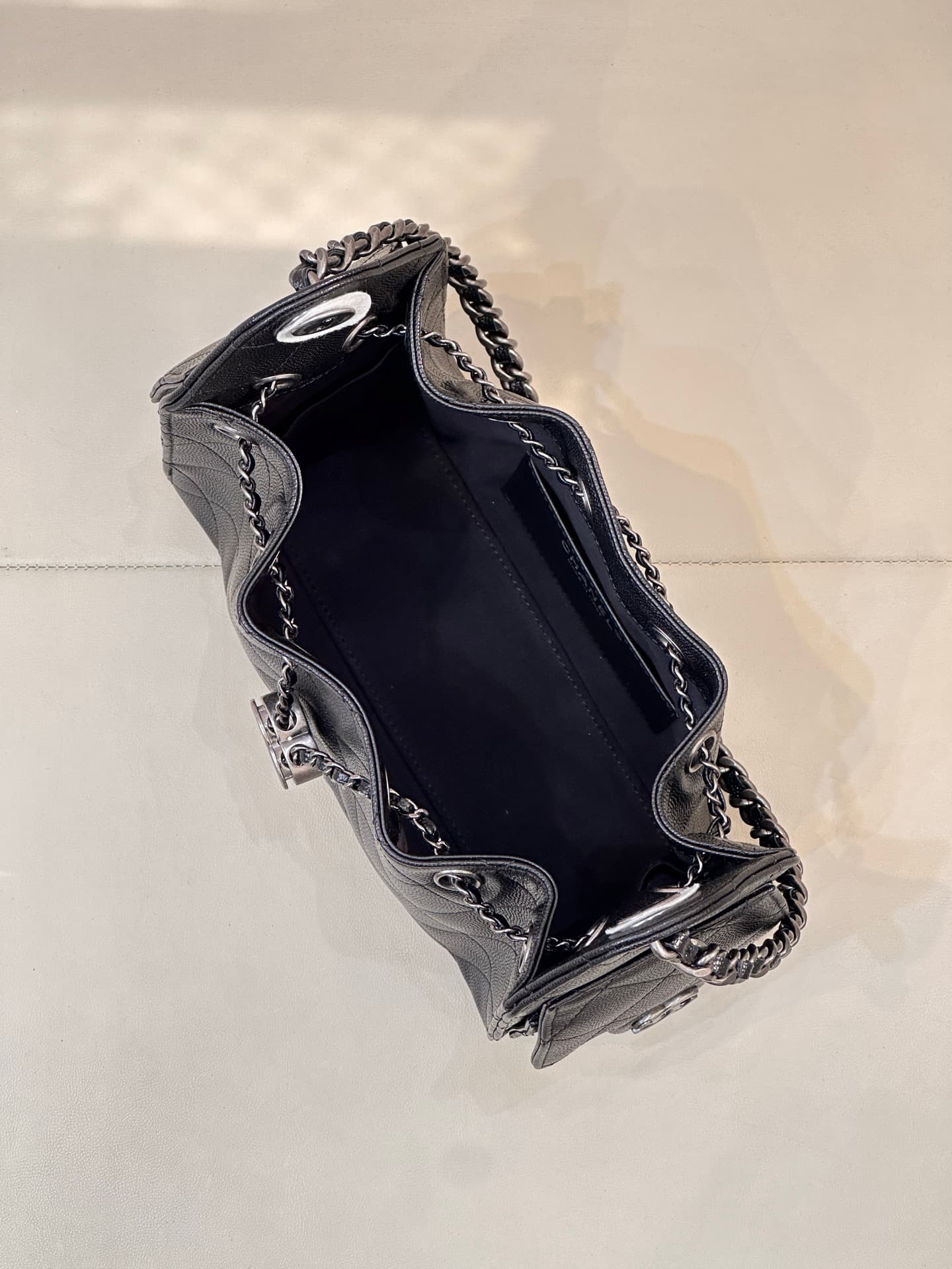 CHANEL 25 Mini Handbag AS5631 Grained Calfskin & Silver-tone Metal Black TOP
