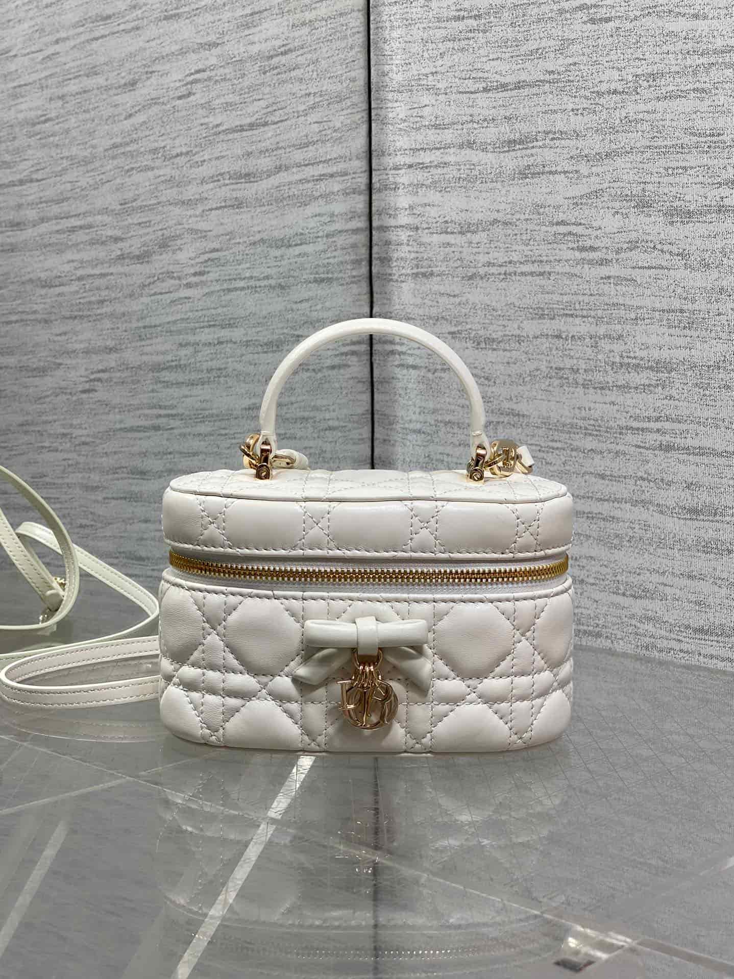 Dior Mini Vanity Latte Cannage Lambskin S2603 High