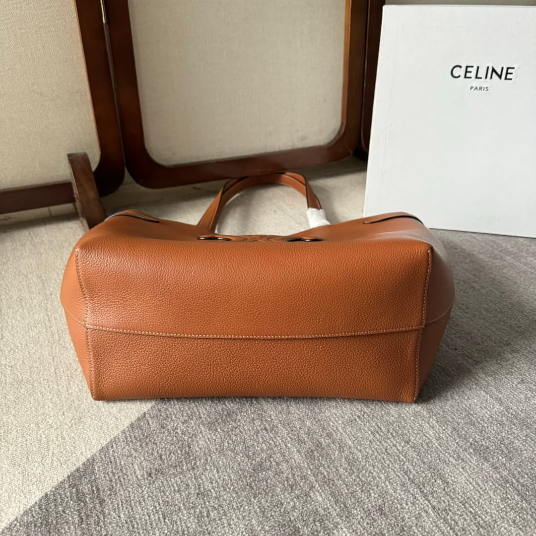 Celine Cabas Anais Tote Bag in Tan Grained Calfskin High