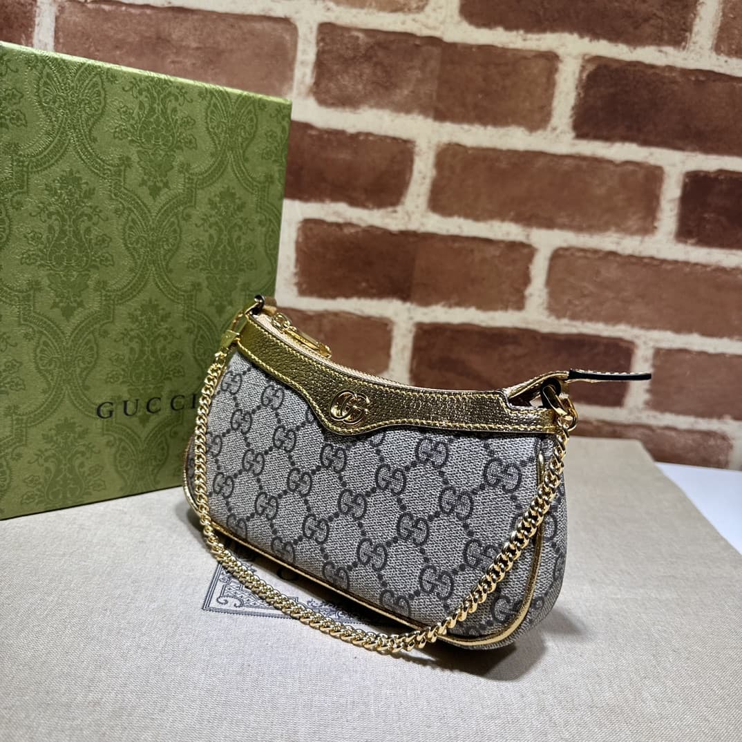 OPHIDIA MINI BAG 764960 Beige and ebony GG Supreme canvas High