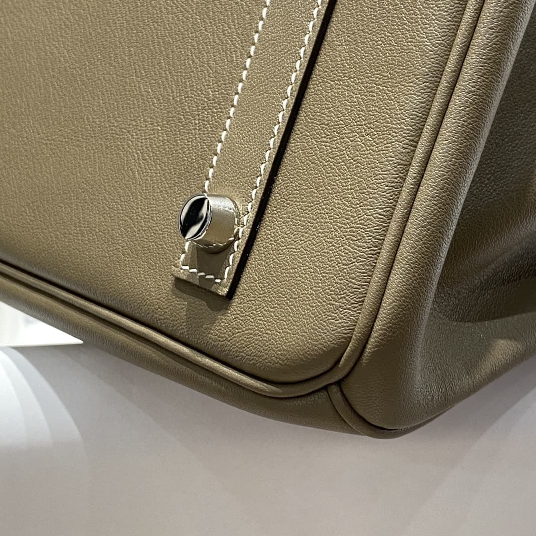 Hermes Shoulder Birkin 29 Swift leather Etoupe & Silver Metal WAX High