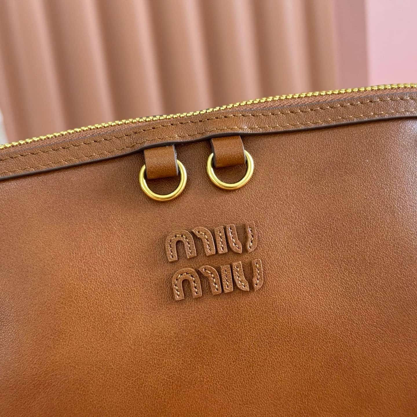 Miu Miu Caprice leather clutch 5BF131 Brown TOP