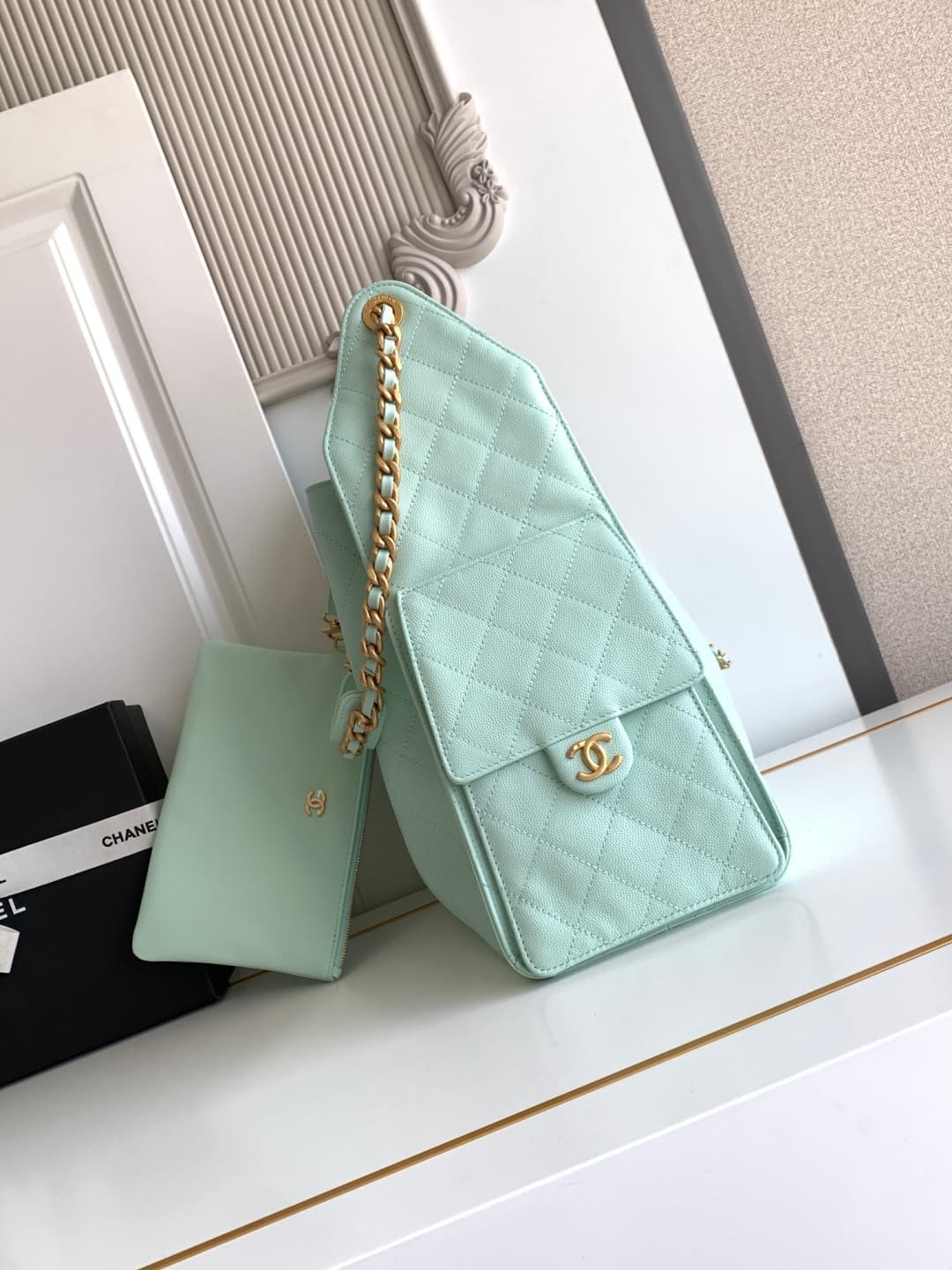 Chanel 25 Medium Hobo Medium handbag AS5311 Grained Calfskin & Gold-tone Metal Light Green A