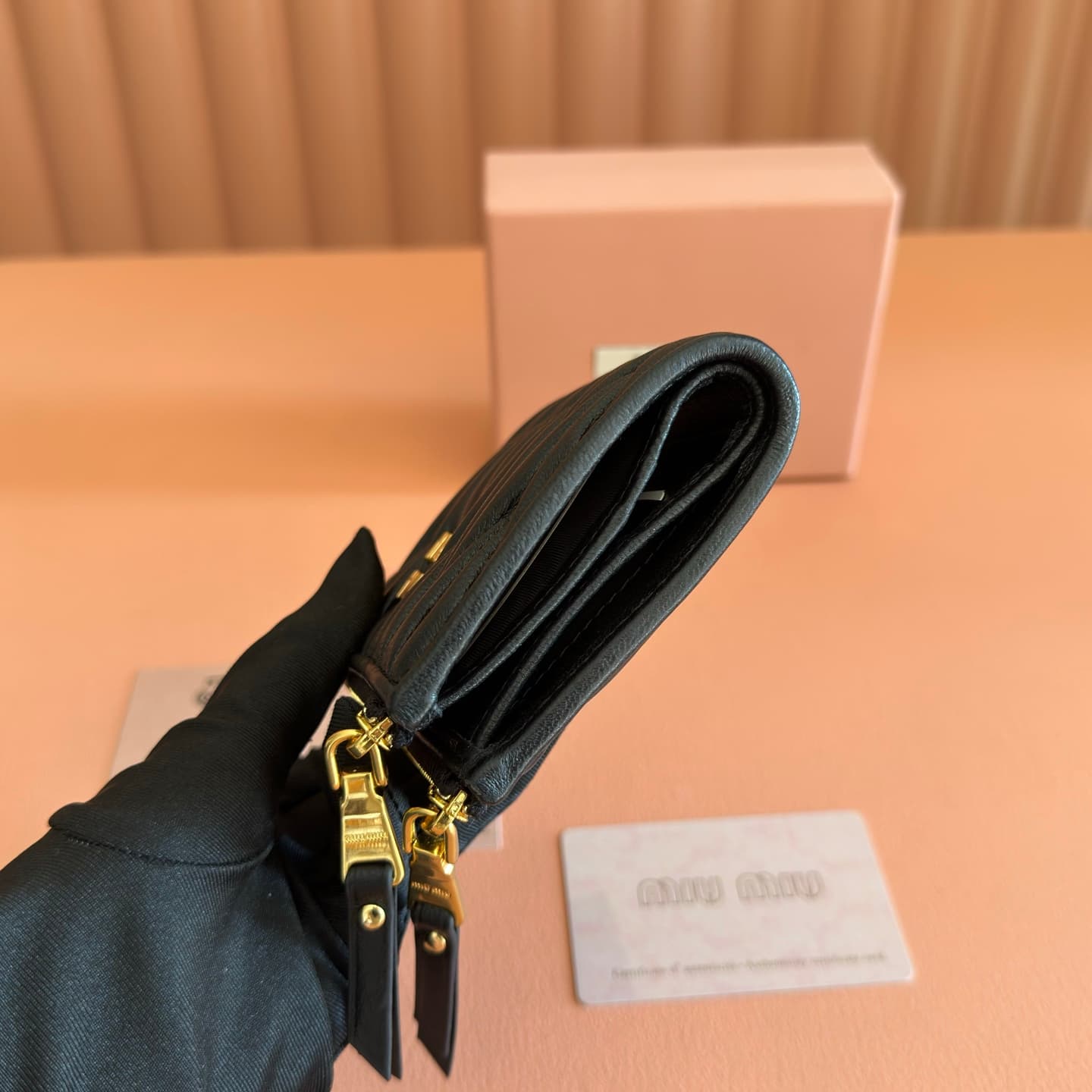 Miu Miu Begonia Black Matelassé Nappa Leather Wallet 5MV017 TOP