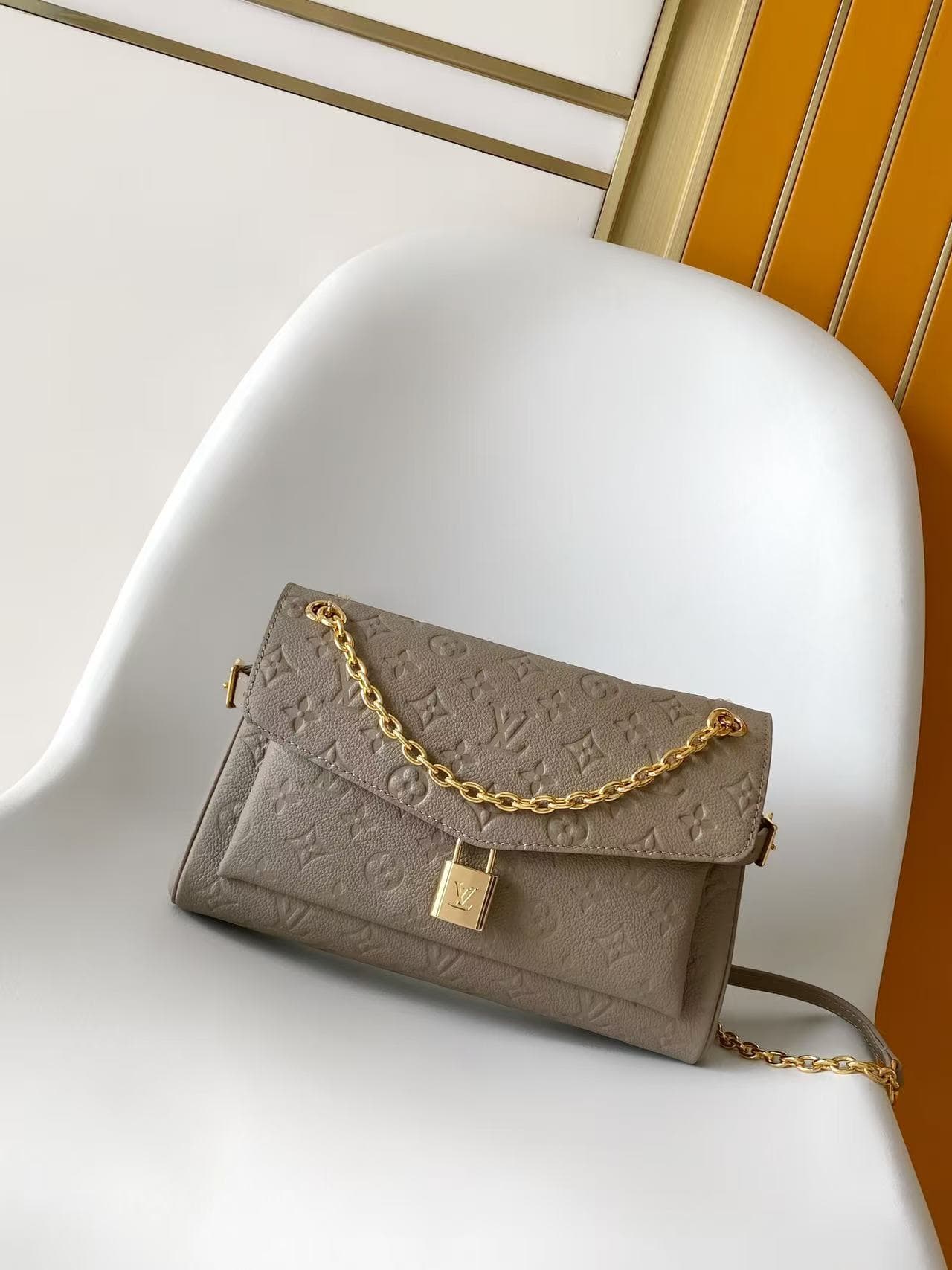 Louis Vuitton Anytime Flap Bag Tourterelle Gray Cowhide leather M14973 High