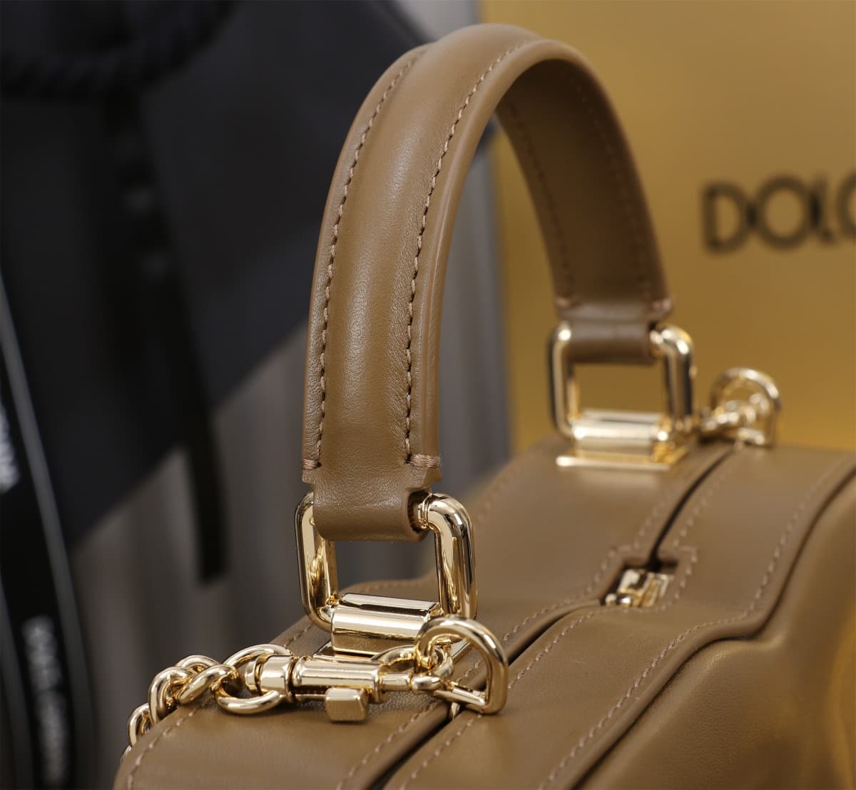 Dolce & Gabbana dark brown leather DG Logo handbag high
