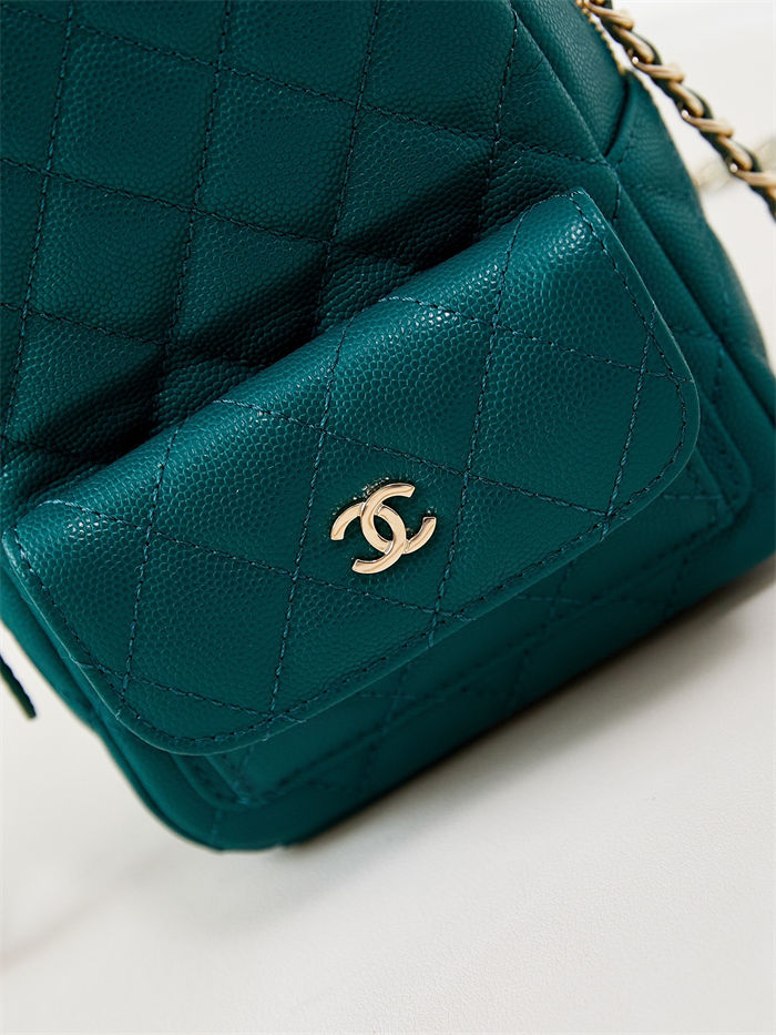 Chanel Mini Backpack Grained Calfskin Gold-Tone Metal AP3753 Olive A