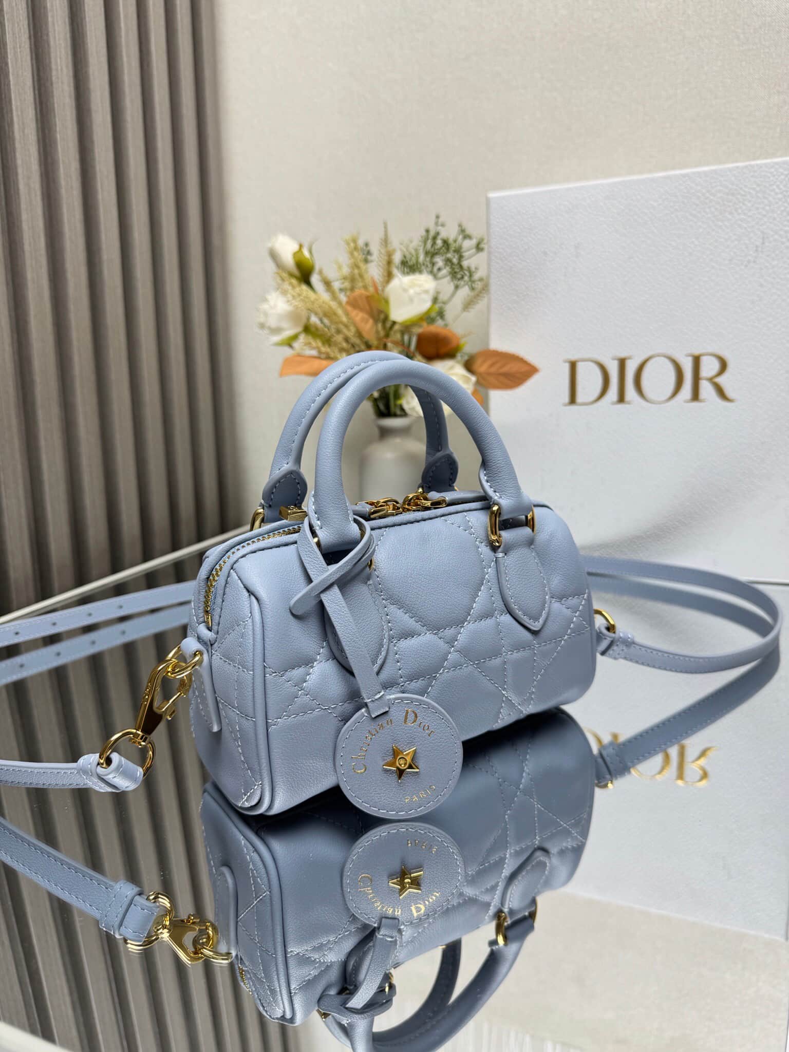 Dior Groove 17 Bag Blue Macrocannage Calfskin High